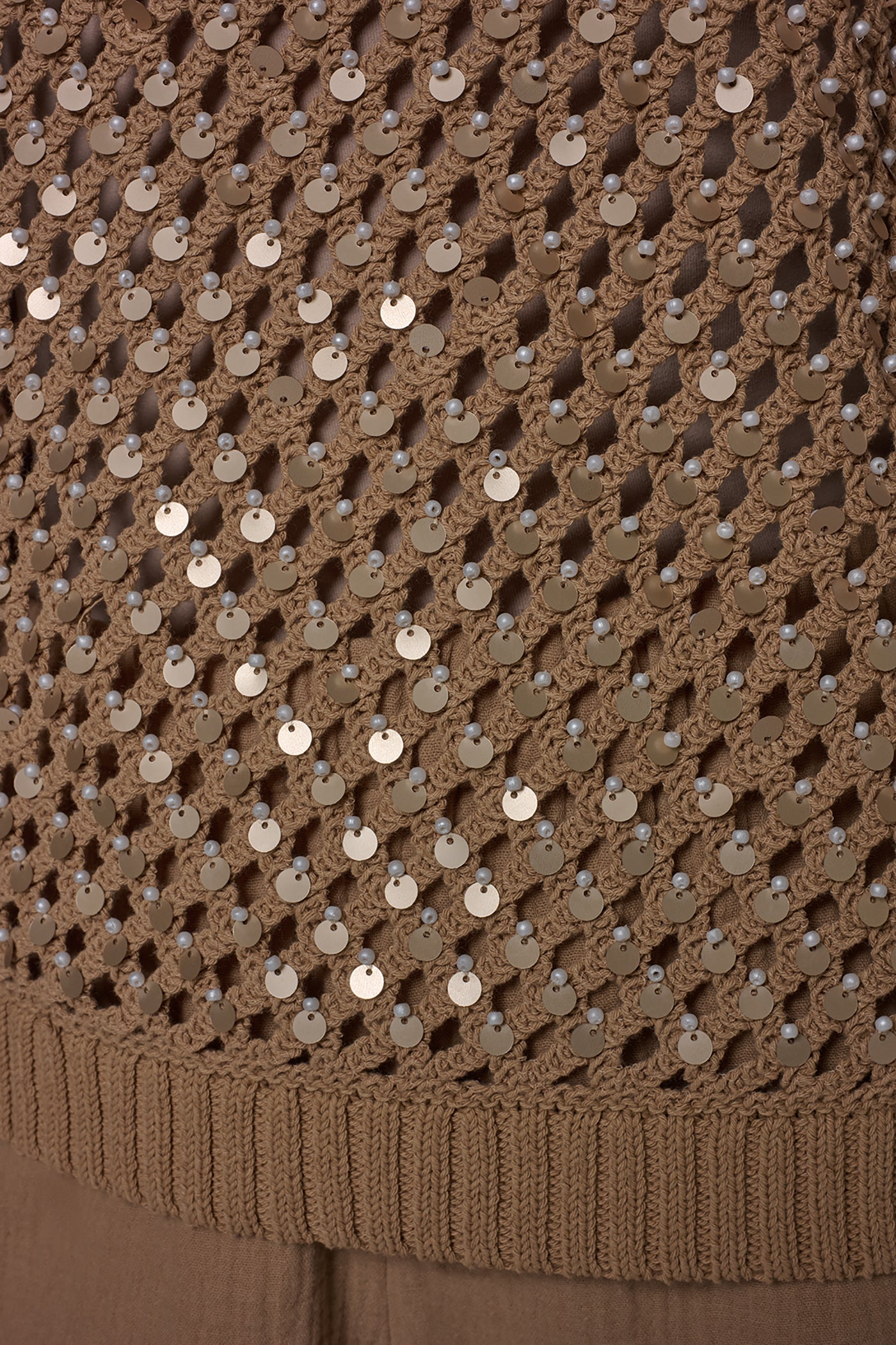 CREW NECK SHORT SLEEVE PEARL SEQUIN SWEATER VIEW 6 | Donna Karan Weekend Tops