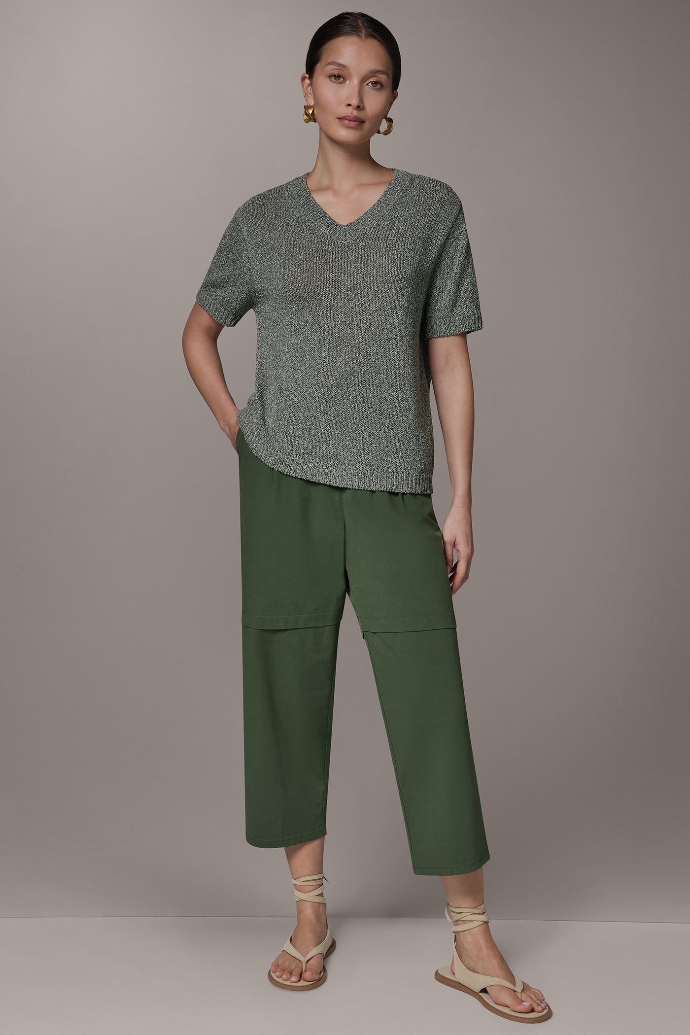 SHORT SLEEVE MÉLANGE EASY SWEATER VIEW 6 | Donna Karan Weekend Tops