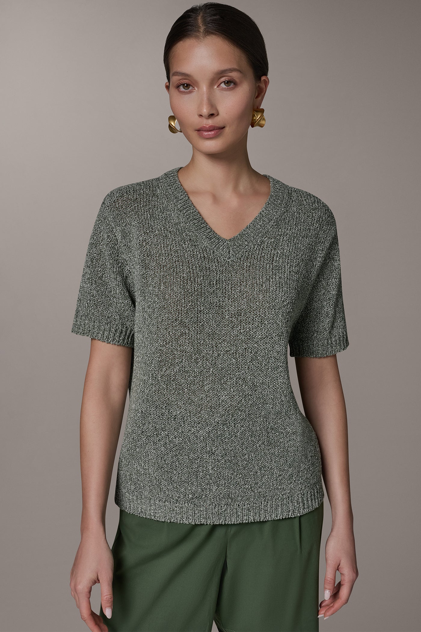 SHORT SLEEVE MÉLANGE EASY SWEATER
