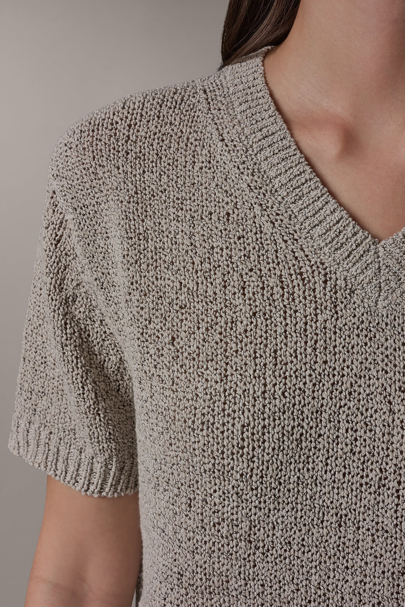 SHORT SLEEVE MÉLANGE EASY SWEATER VIEW 5 | Donna Karan Weekend Tops