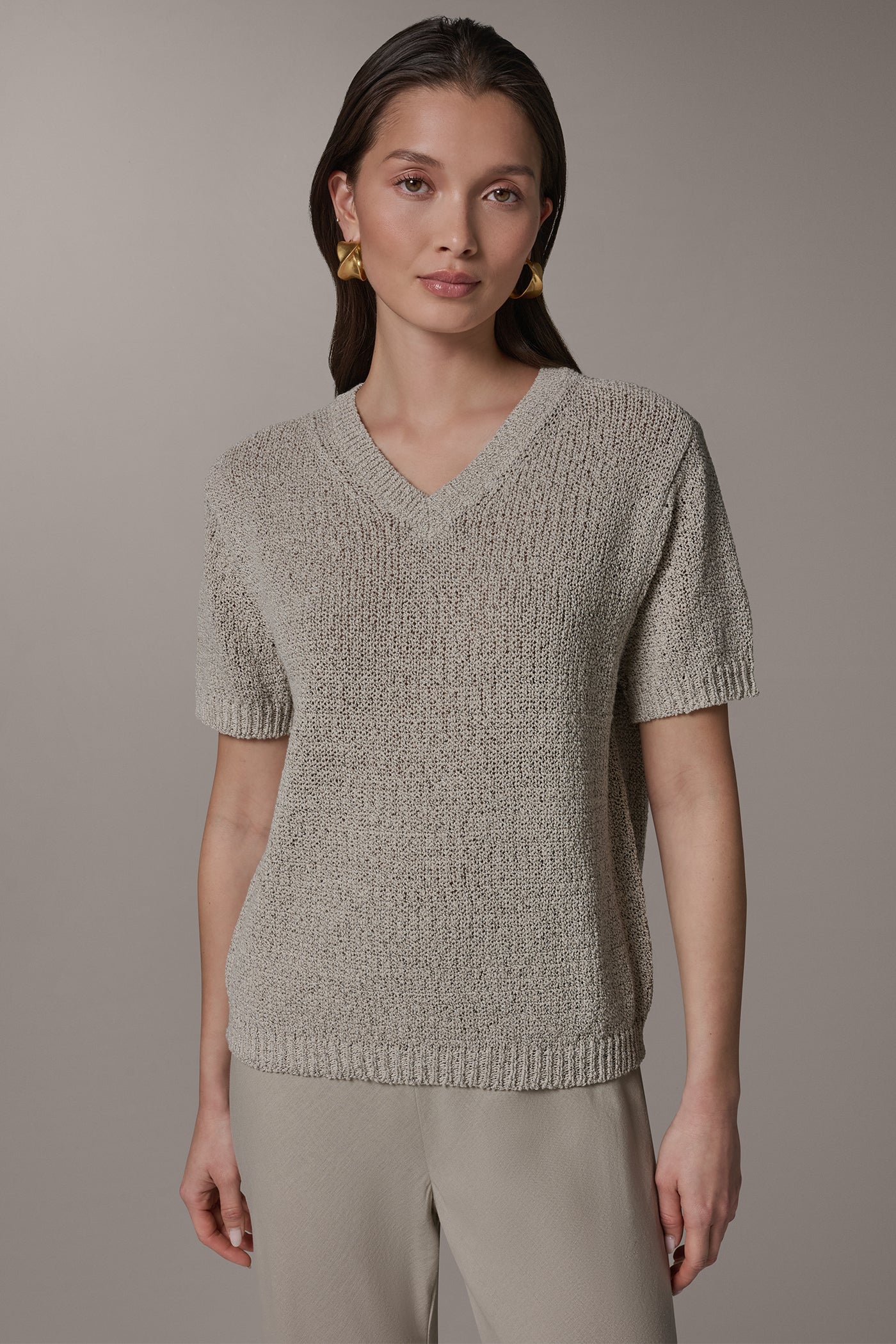 SHORT SLEEVE MÉLANGE EASY SWEATER