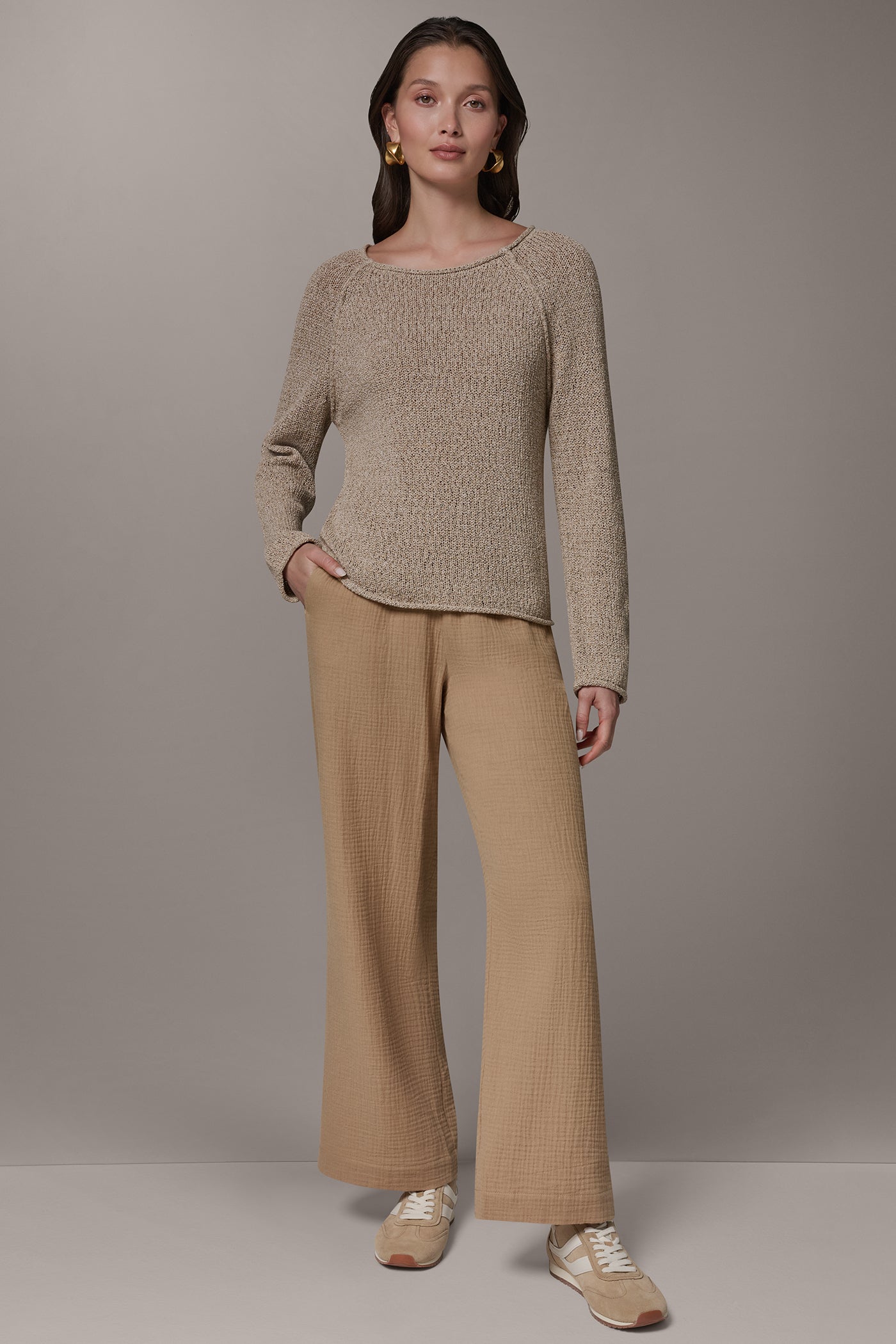 LONG SLEEVE EASY SWEATER VIEW 7 | Donna Karan Weekend Tops