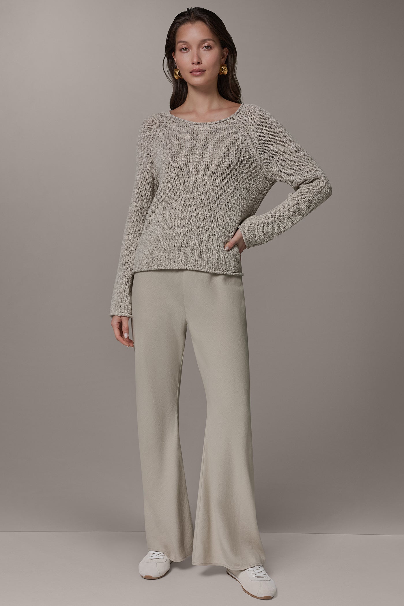 LONG SLEEVE EASY SWEATER VIEW 8 | Donna Karan Weekend Tops