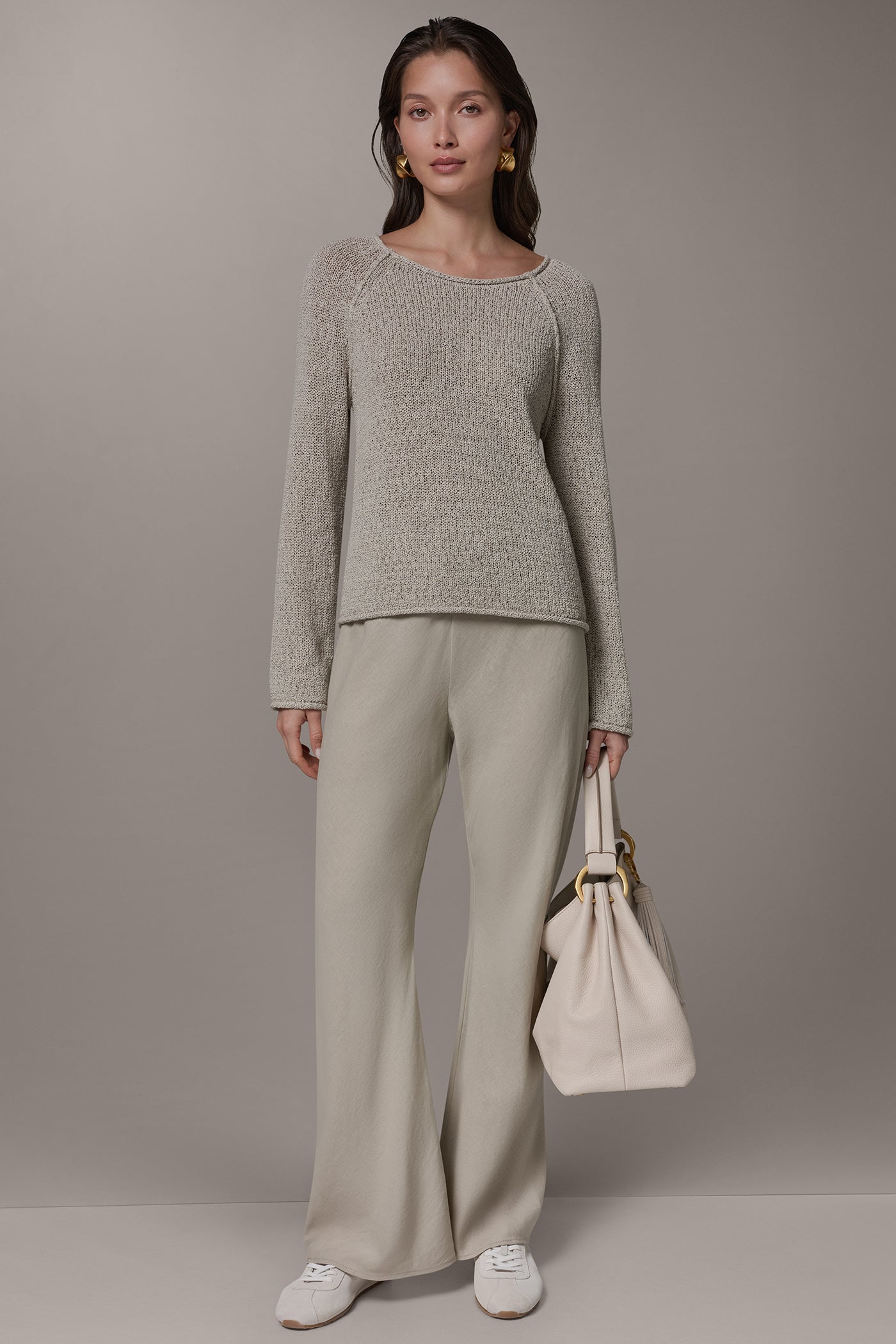 LONG SLEEVE EASY SWEATER VIEW 7 | Donna Karan Weekend Tops
