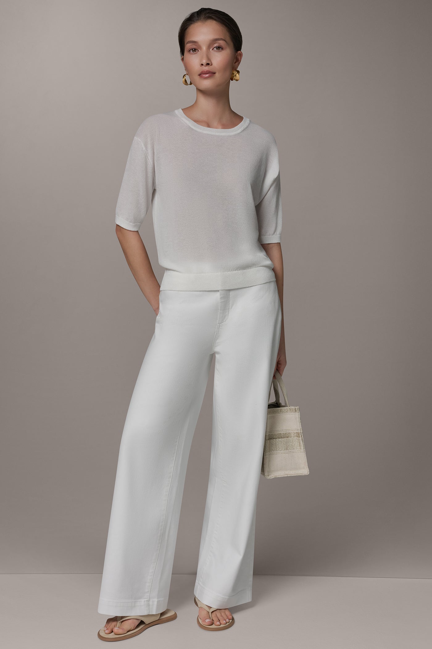 ELBOW-SLEEVE CREW NECK SWEATER VIEW 6 | NEW DONNA KARAN WEEKEND