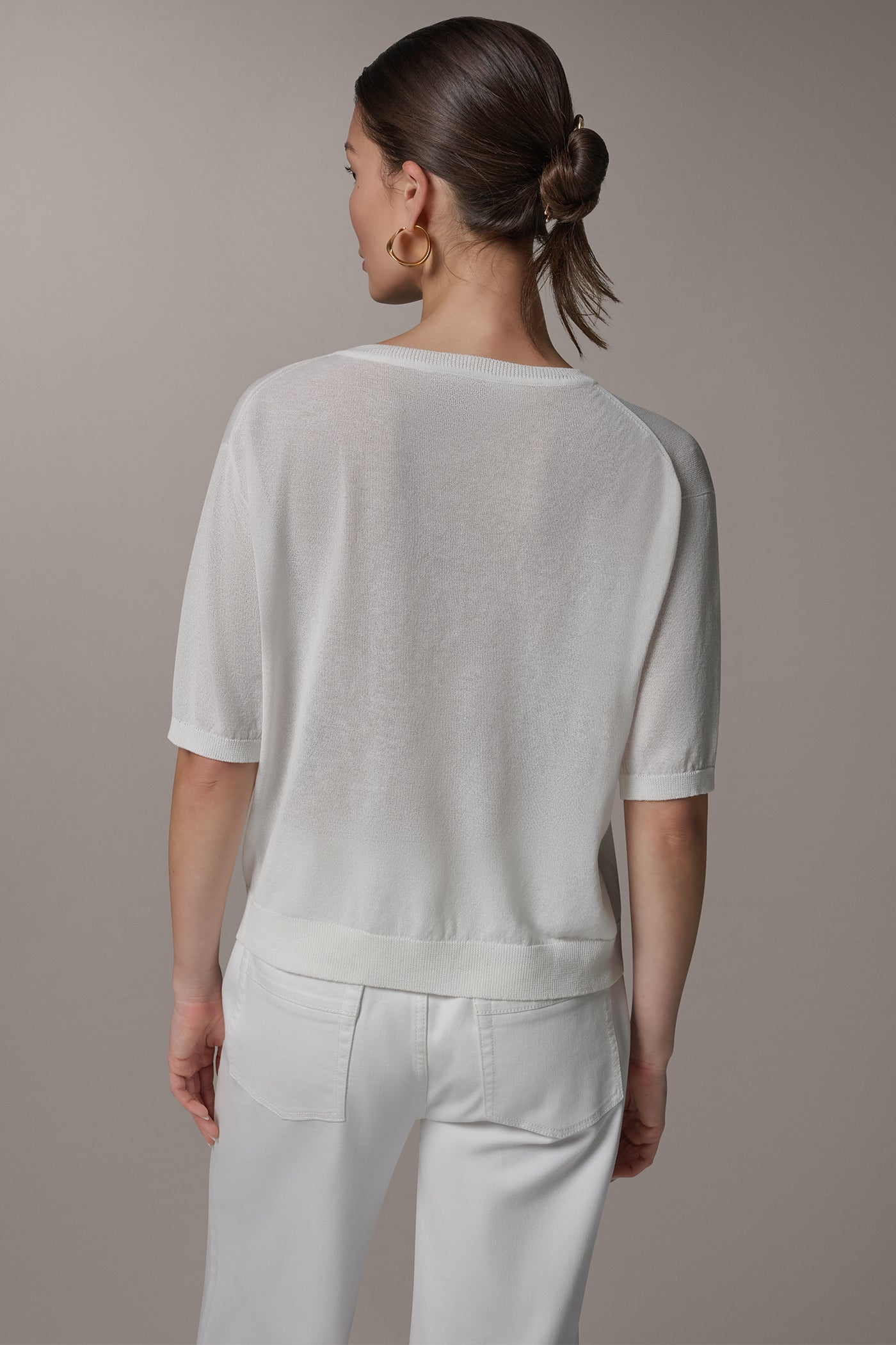 ELBOW-SLEEVE CREW NECK SWEATER | View 2 | NEW DONNA KARAN WEEKEND