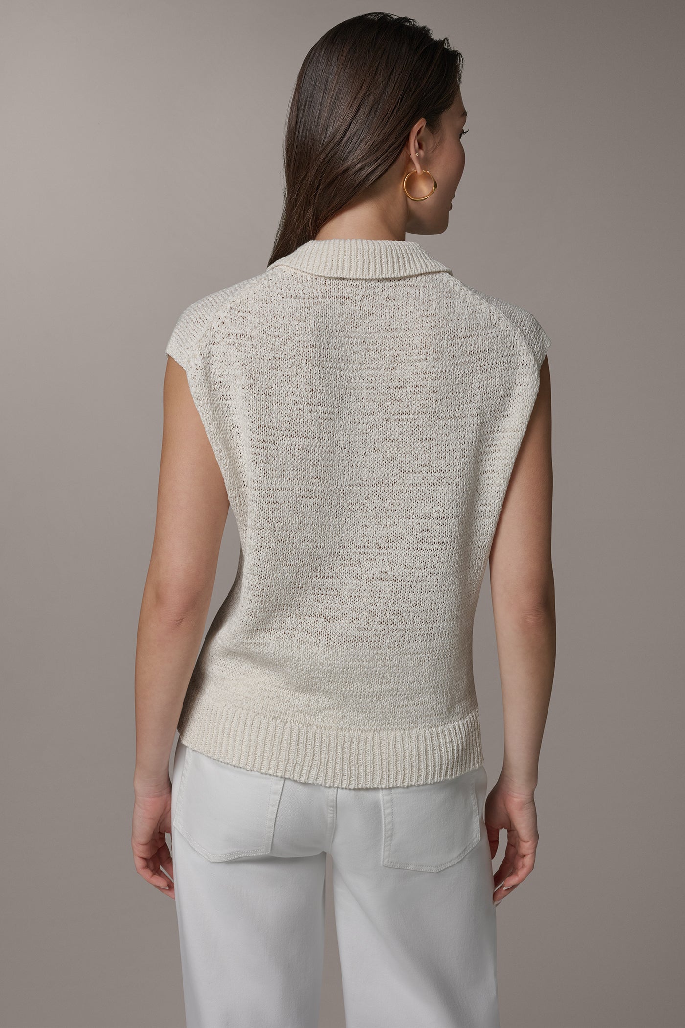 SLEEVELESS POLO SWEATER | View 2 | Clothing