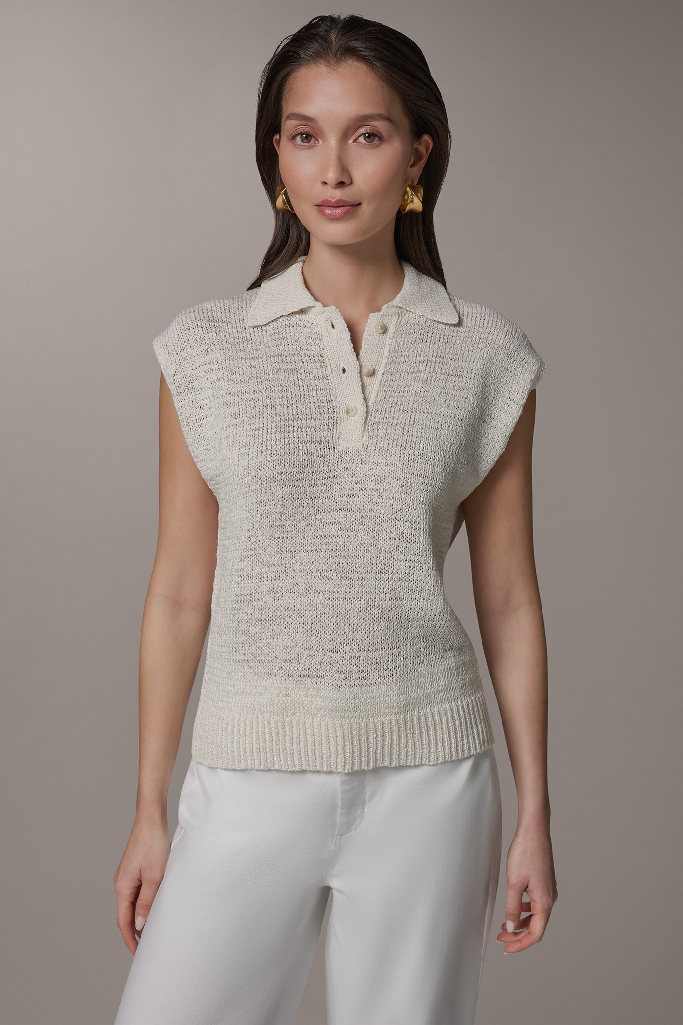 SLEEVELESS POLO SWEATER | View 1 | Clothing