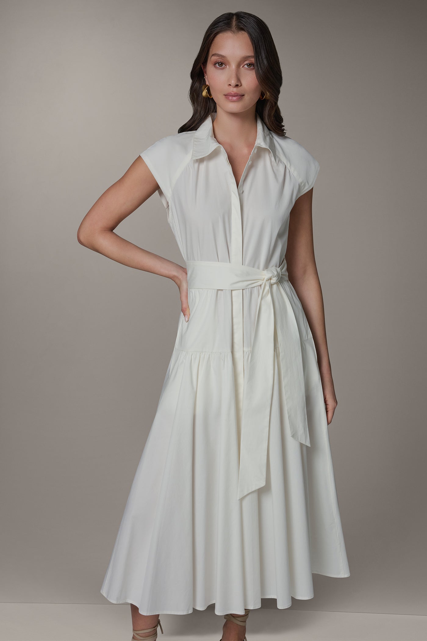 CAP SLEEVE MIDI SHIRT DRESS VIEW 7 | Essential Dresses