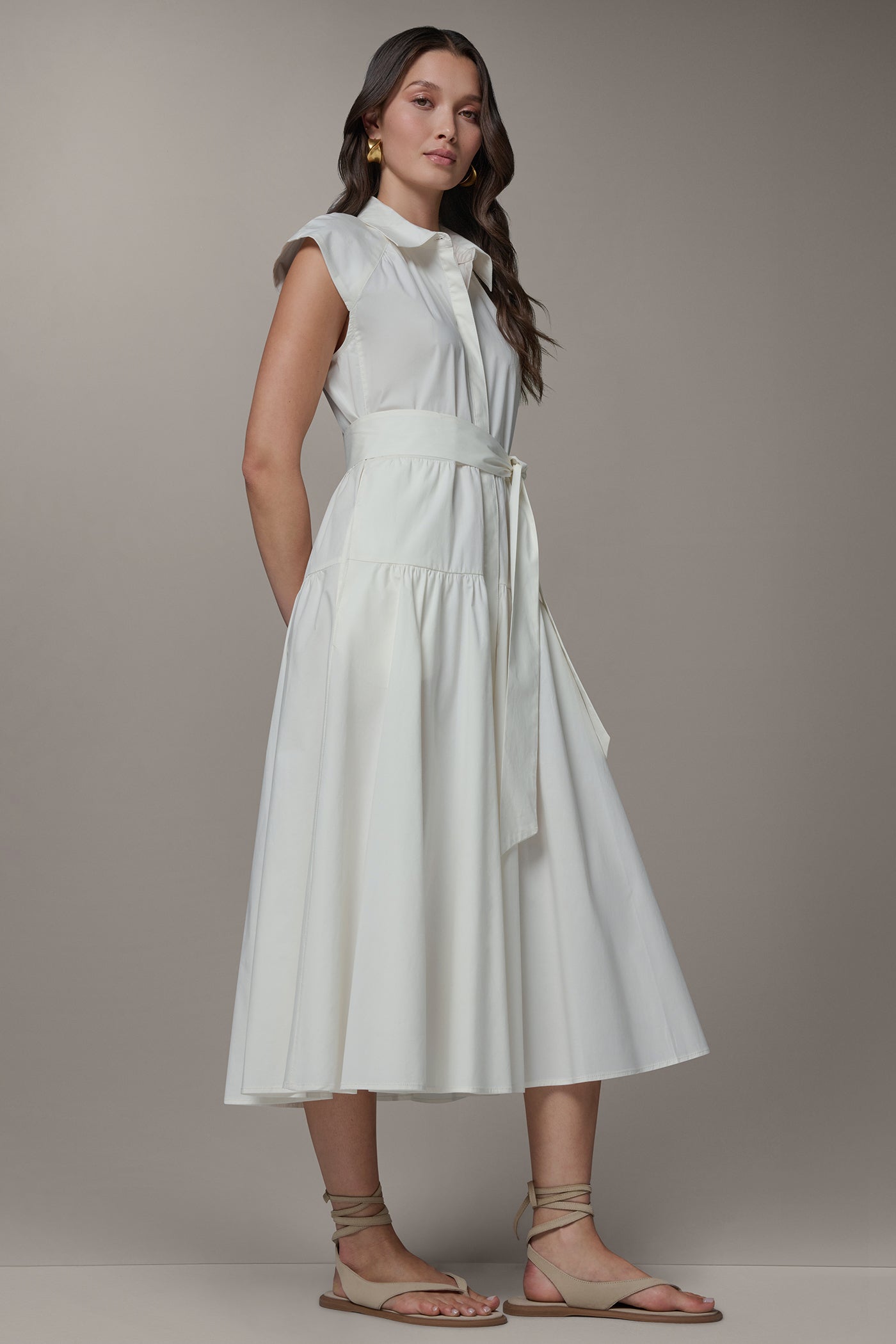 CAP SLEEVE MIDI SHIRT DRESS VIEW 3 | Essential Dresses