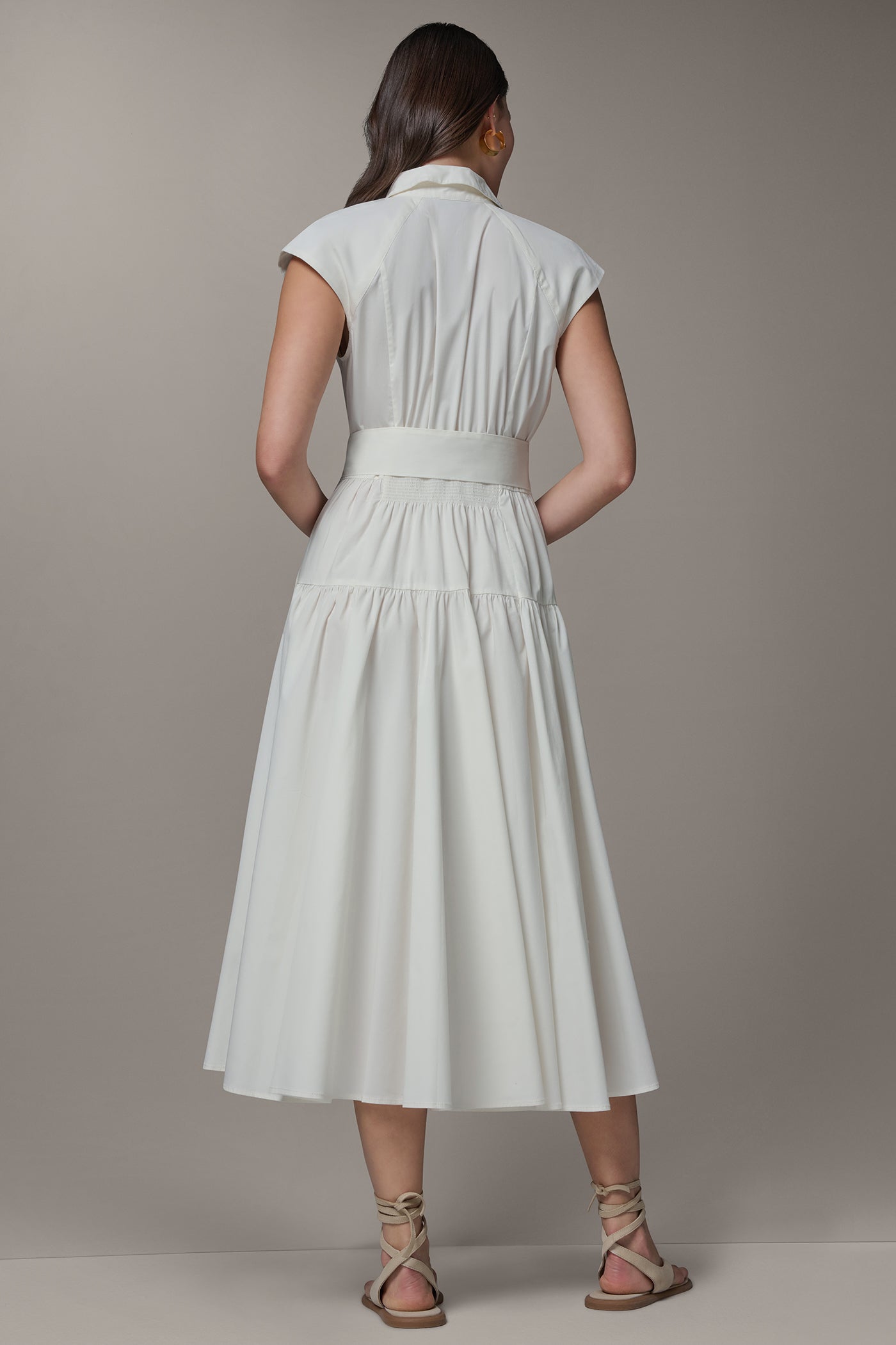 CAP SLEEVE MIDI SHIRT DRESS (alternate view)