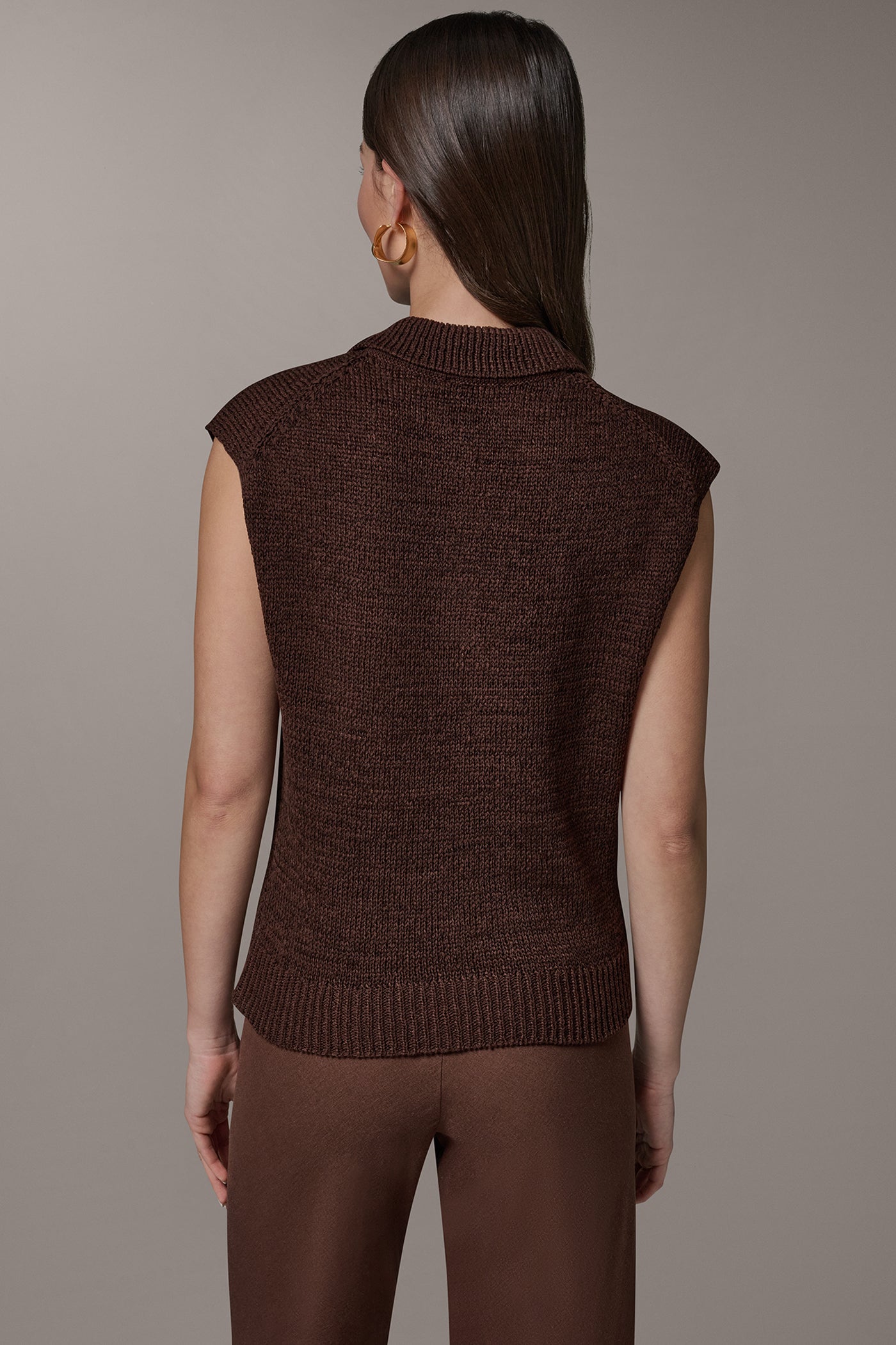 SLEEVELESS POLO SWEATER | View 2 | Clothing