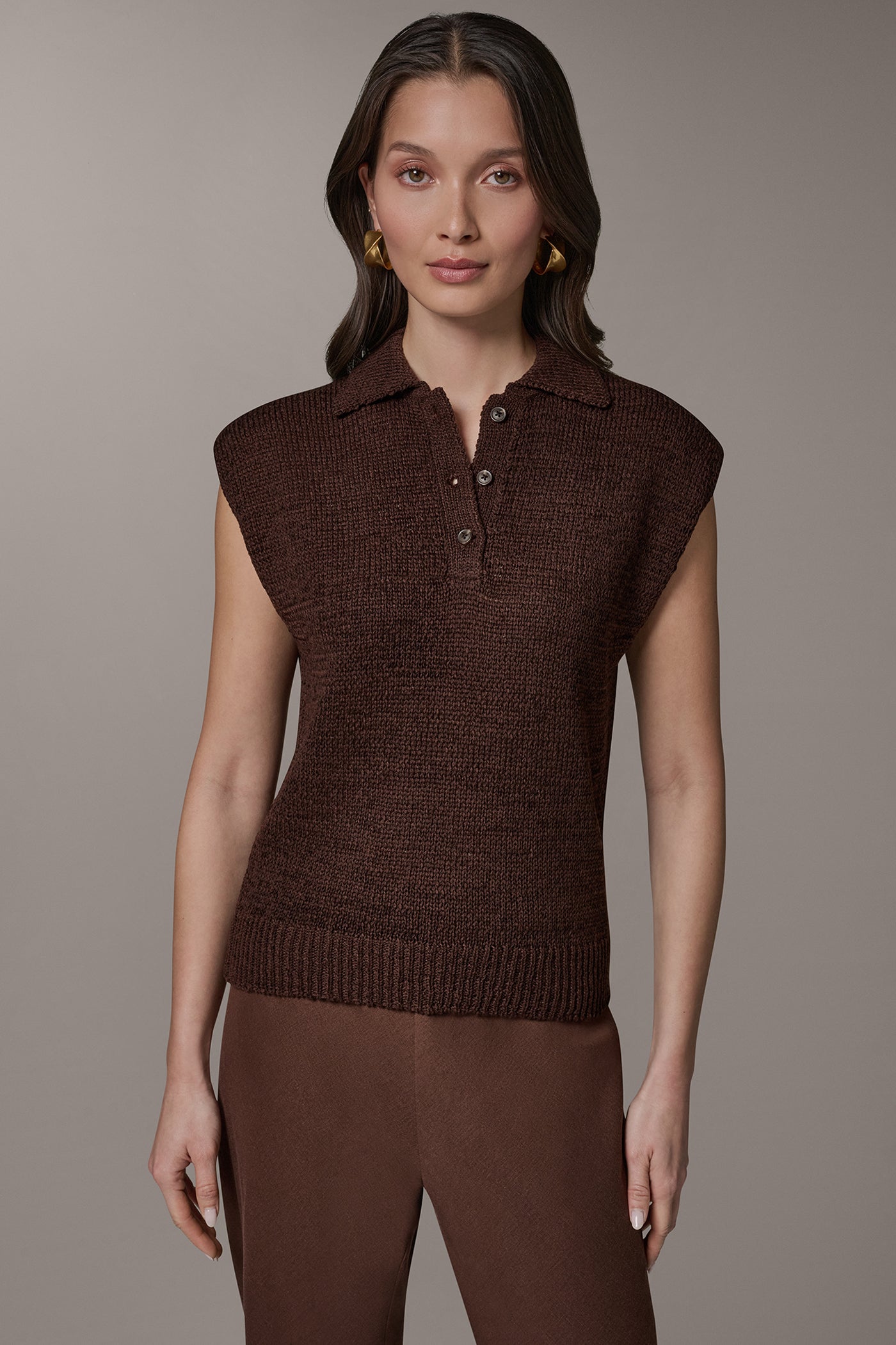 SLEEVELESS POLO SWEATER | View 1 | Clothing