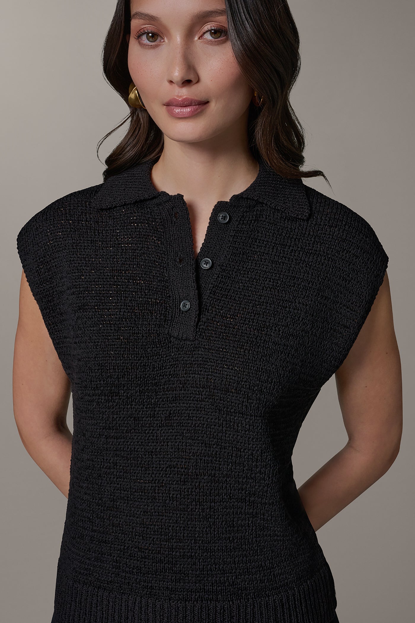 SLEEVELESS POLO SWEATER VIEW 4 | Clothing
