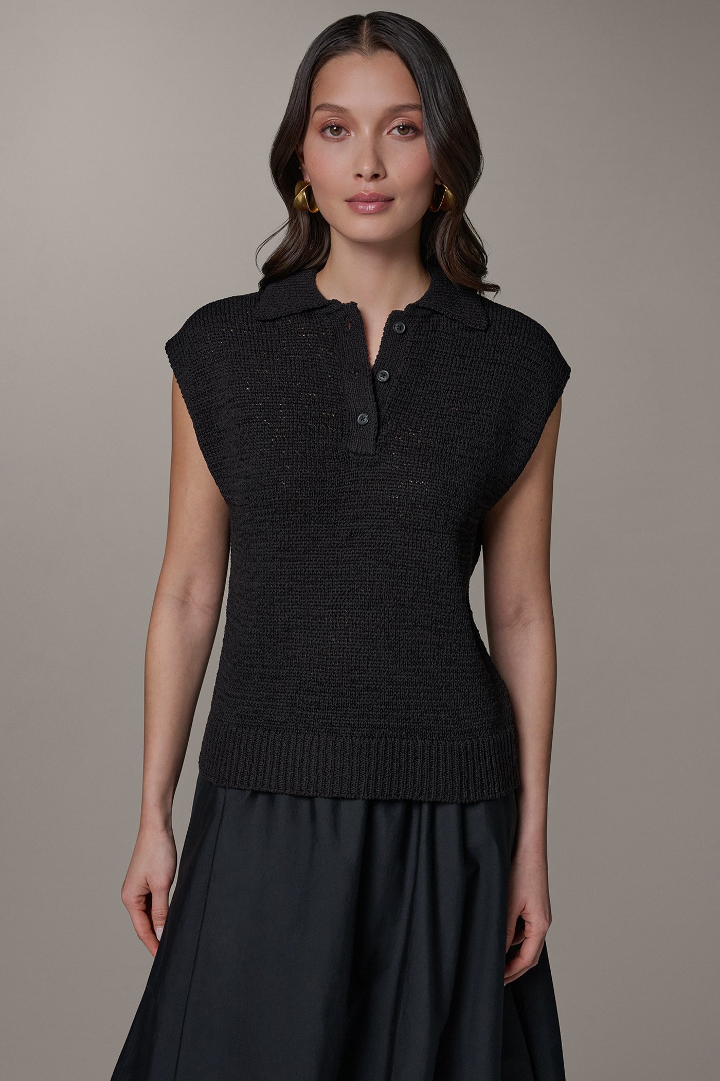 SLEEVELESS POLO SWEATER | View 1 | Clothing