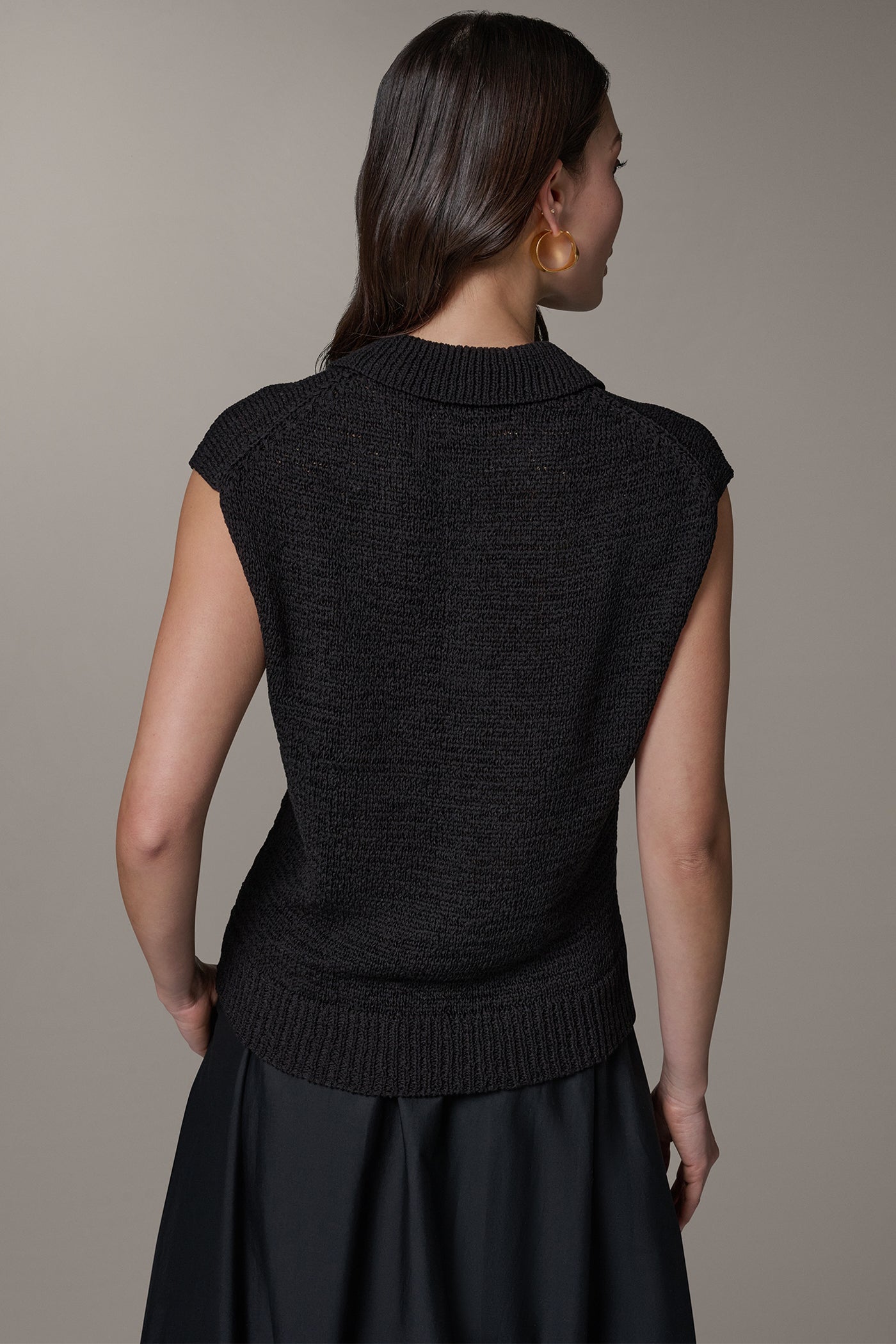 SLEEVELESS POLO SWEATER | View 2 | Clothing