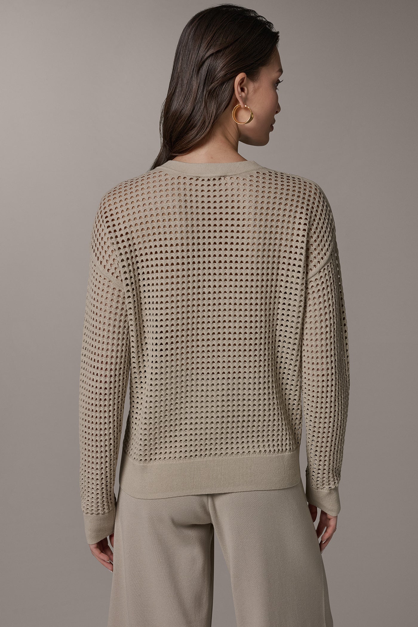 LONG SLEEVE POINTELLE SWEATER (alternate view)