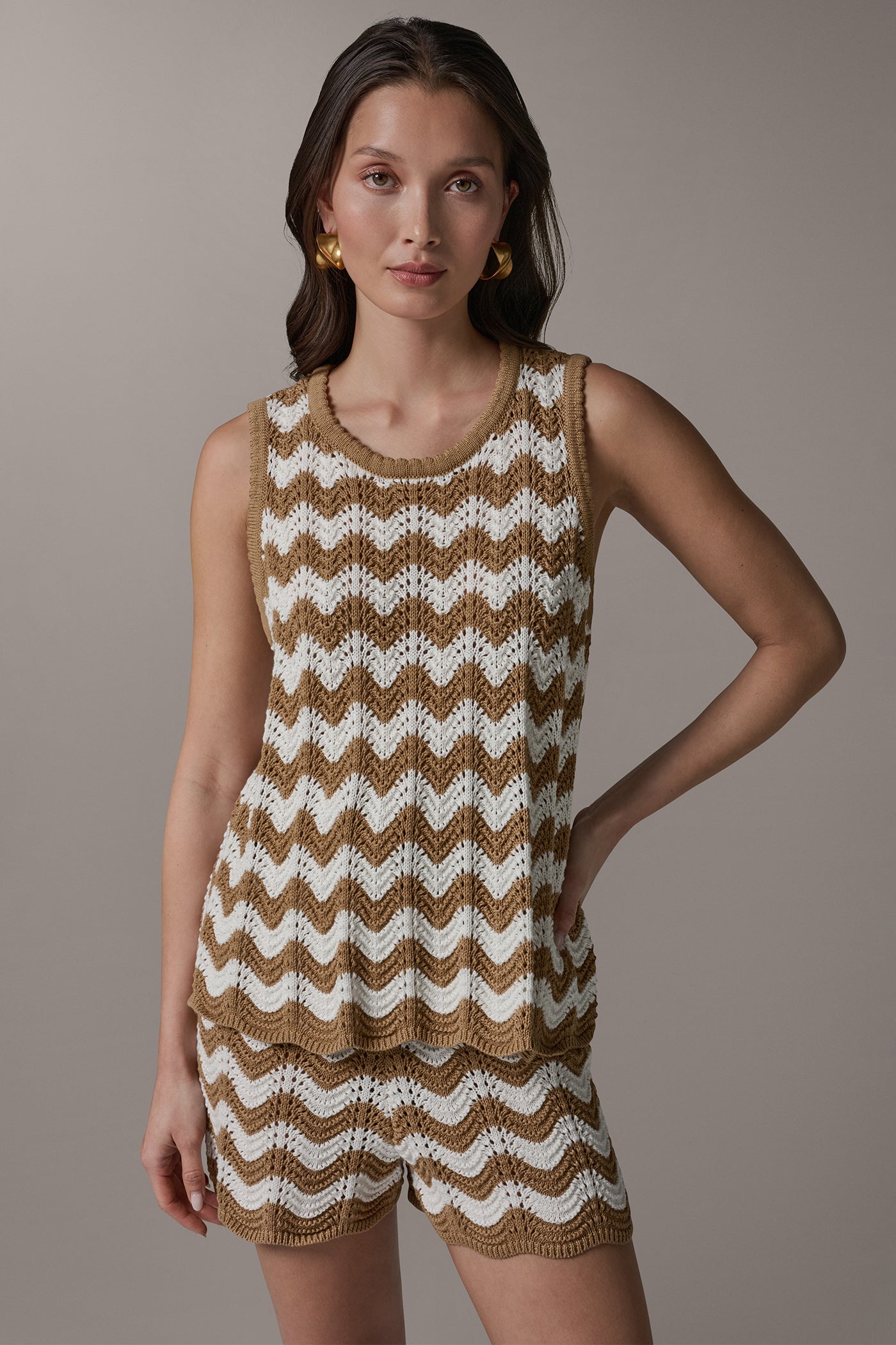 SCALLOP STRIPE POINTELLE SWEATER | View 1 | New clothing