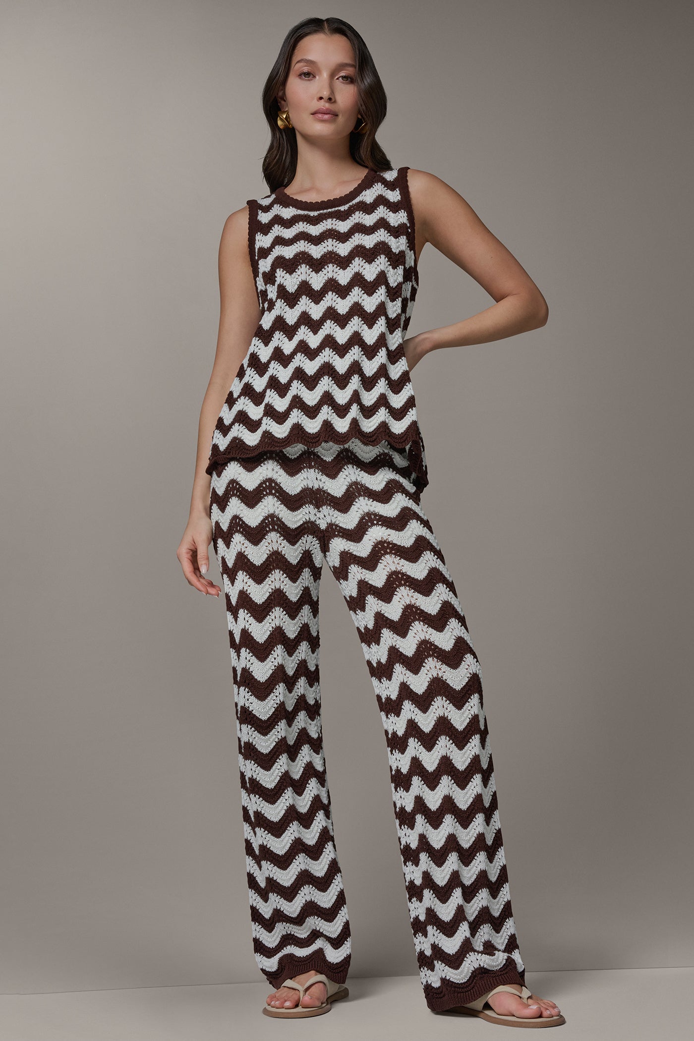 SLEEVELESS POINTELLE STRIPE SWEATER VIEW 6