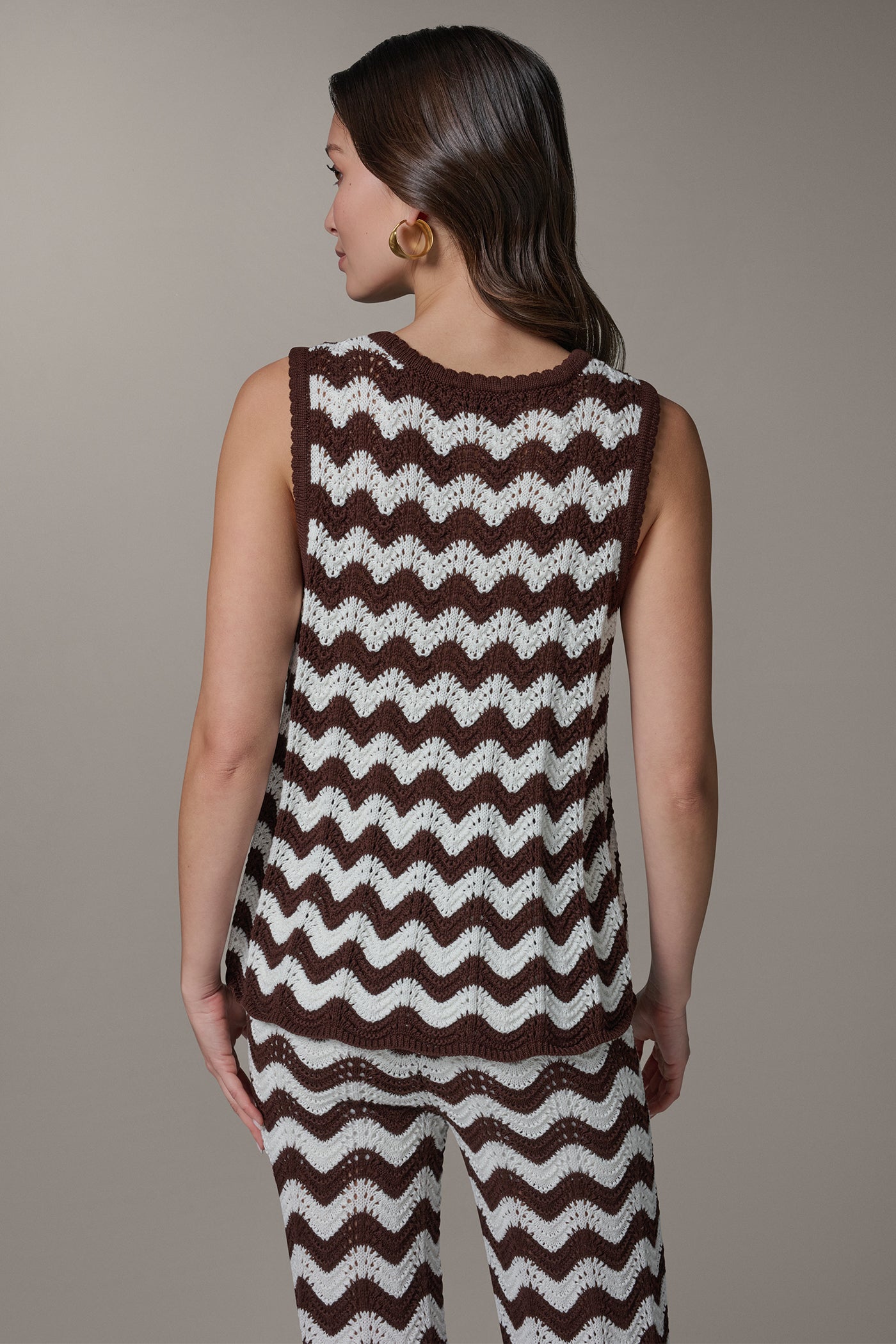 SLEEVELESS POINTELLE STRIPE SWEATER VIEW 2