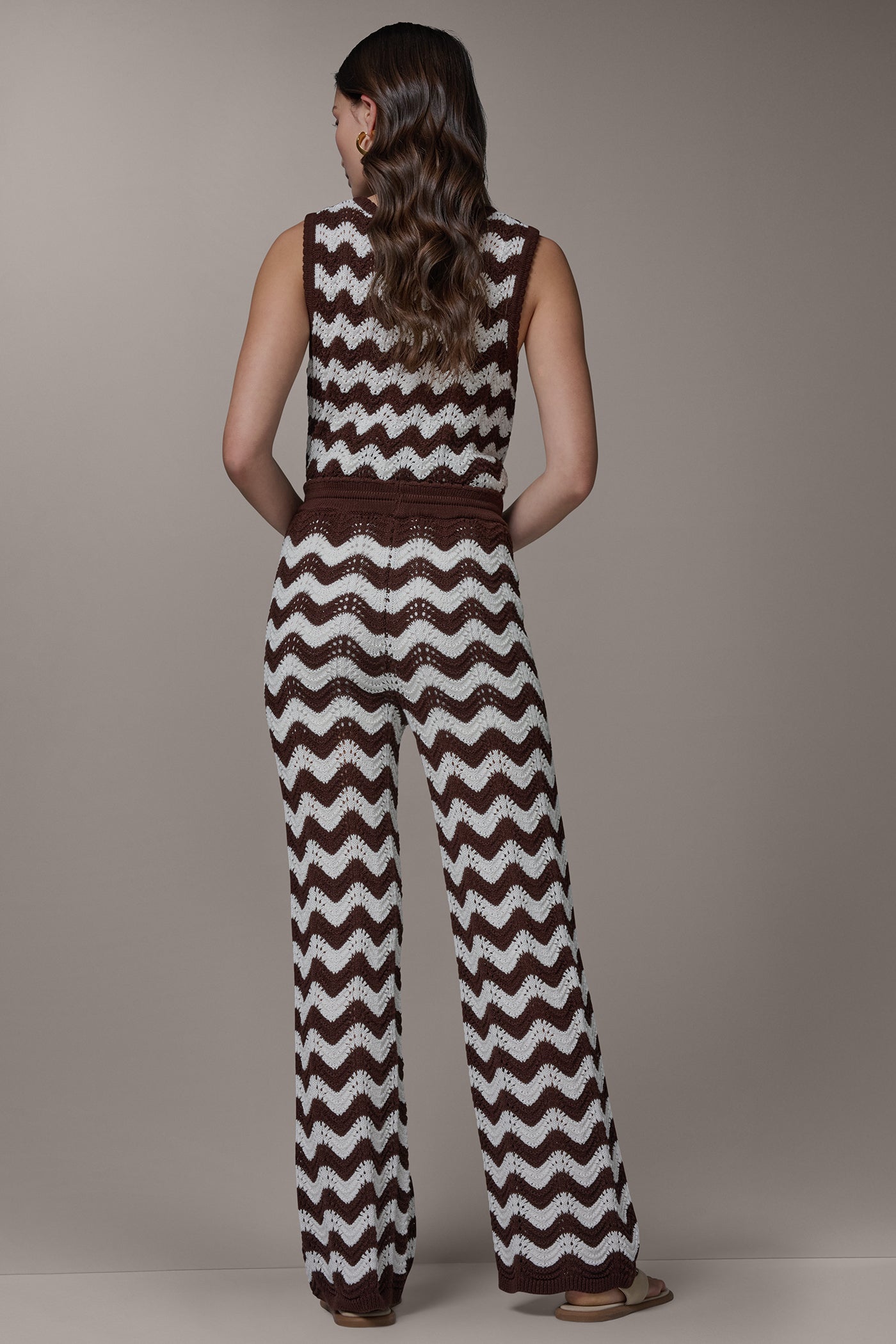 SCALLOP STRIPE POINTELLE RELAXED PANTS VIEW 6 | NEW DONNA KARAN WEEKEND