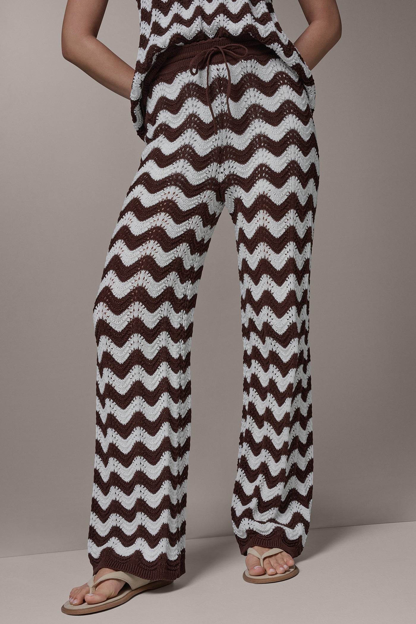 SCALLOP STRIPE POINTELLE RELAXED PANTS | View 1 | New clothing
