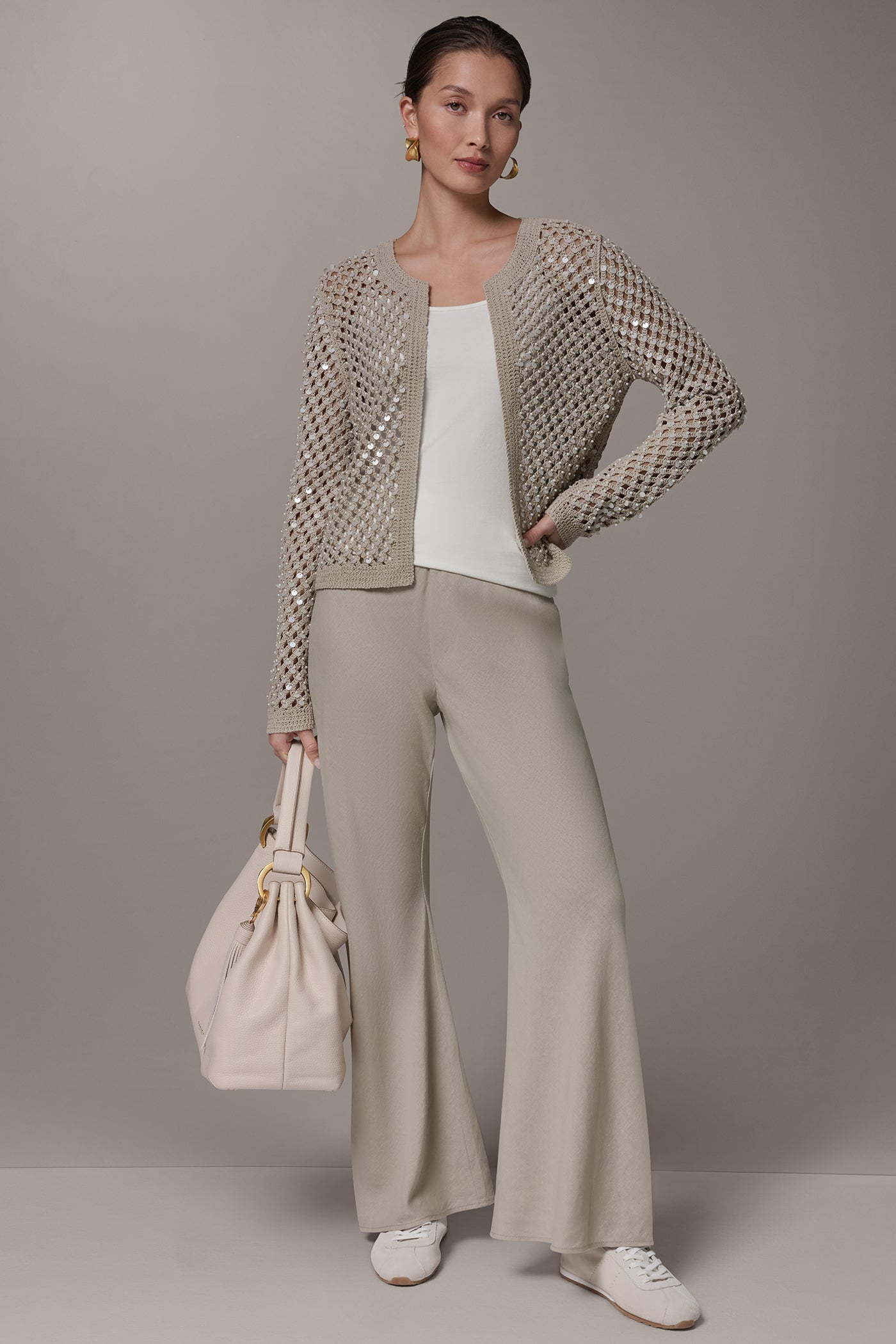 CREW NECK LONG SLEEVE PEARL SWEATER VIEW 7 | NEW DONNA KARAN WEEKEND