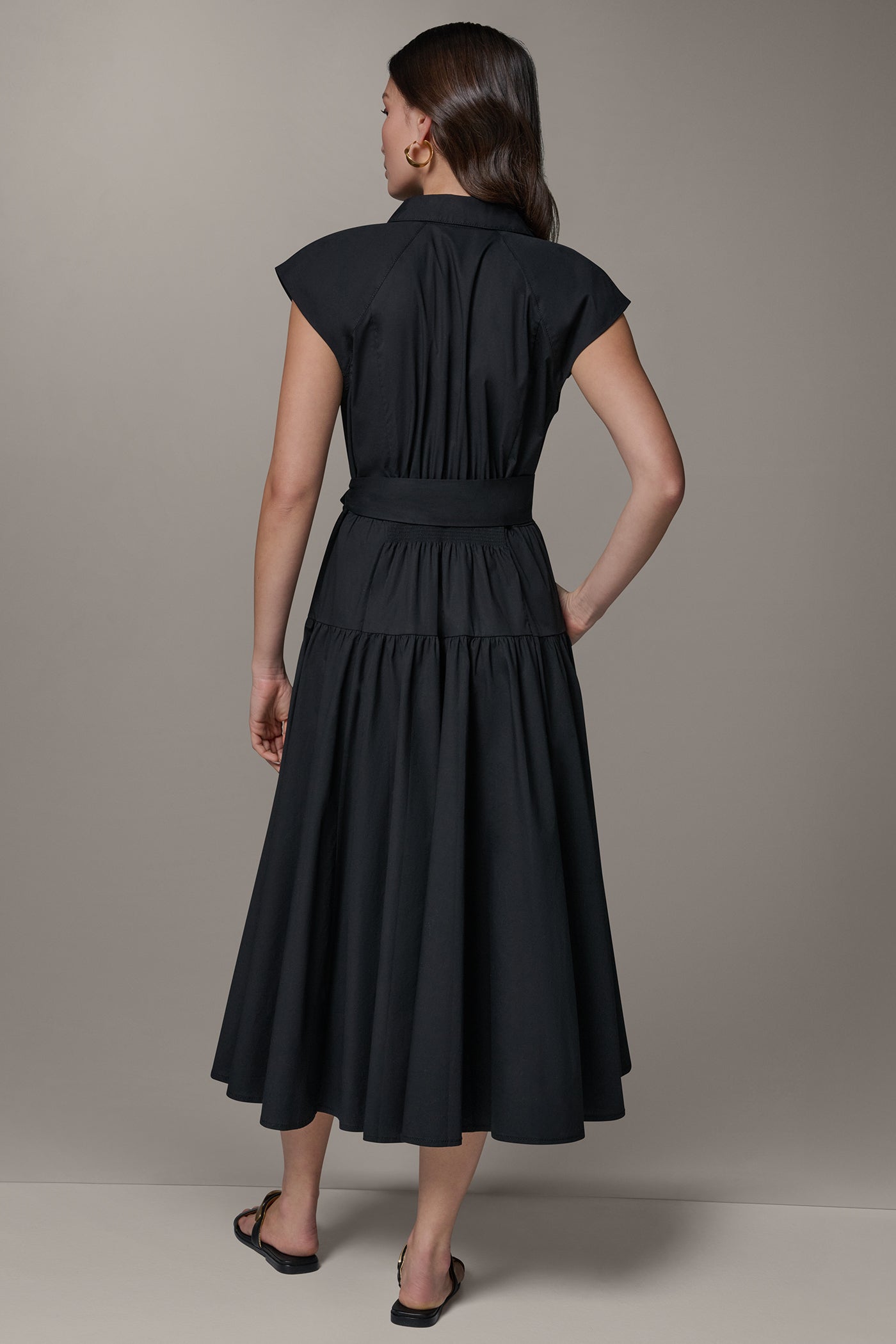 CAP SLEEVE MIDI SHIRT DRESS (alternate view)