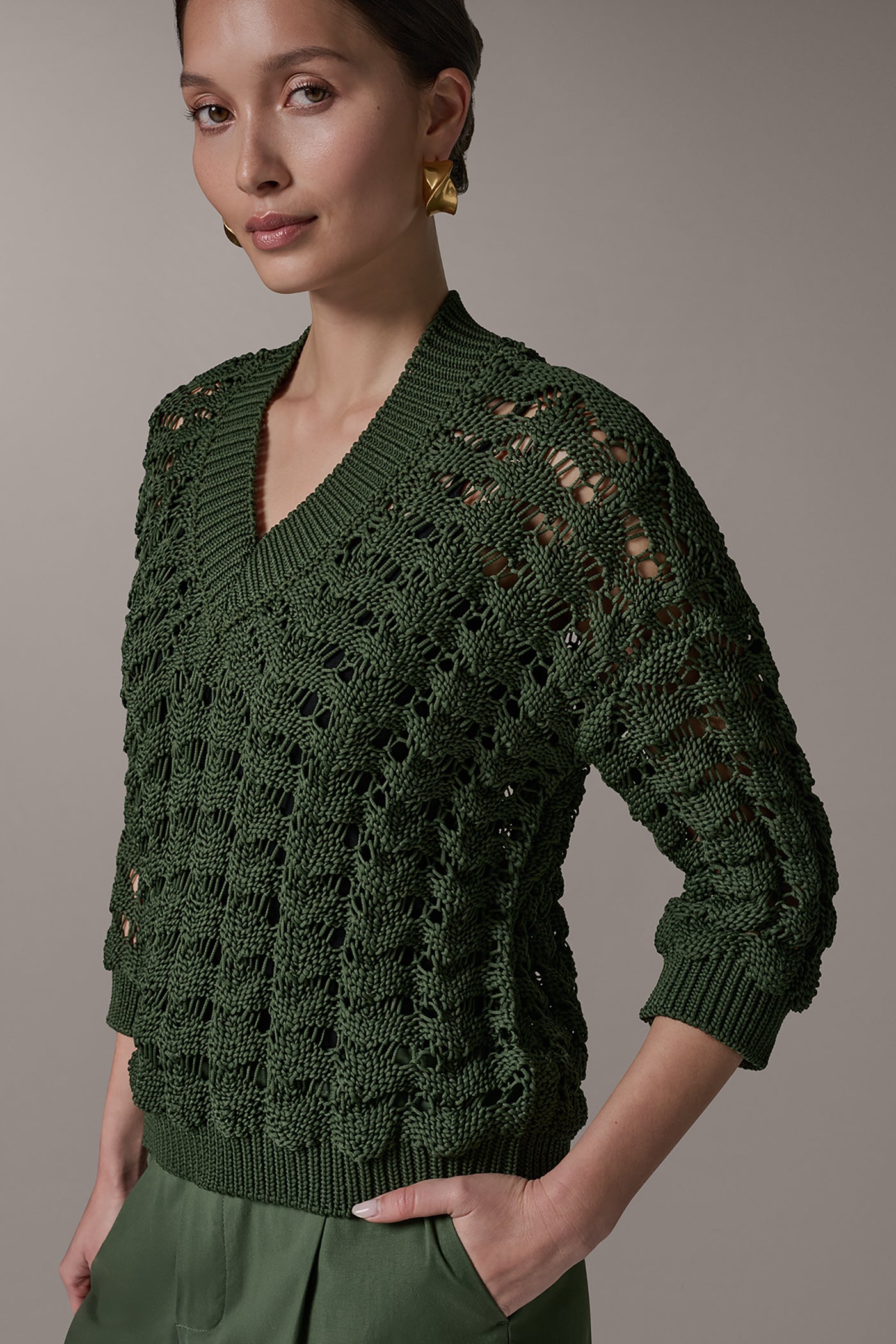 V-NECK 3/4 SLEEVE SWEATER VIEW 4 | New clothing