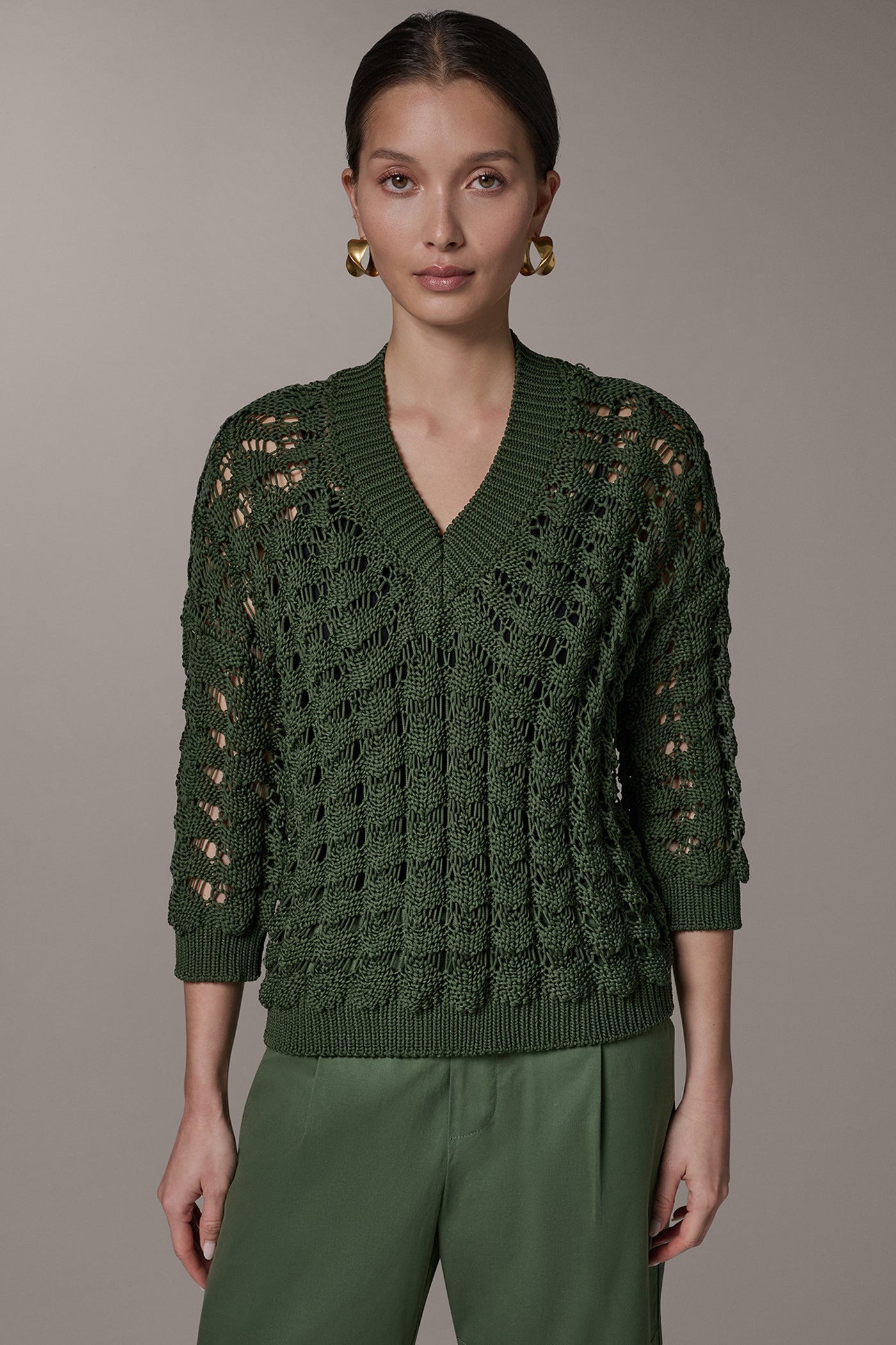 V-NECK 3/4 SLEEVE SWEATER | View 1 | New clothing