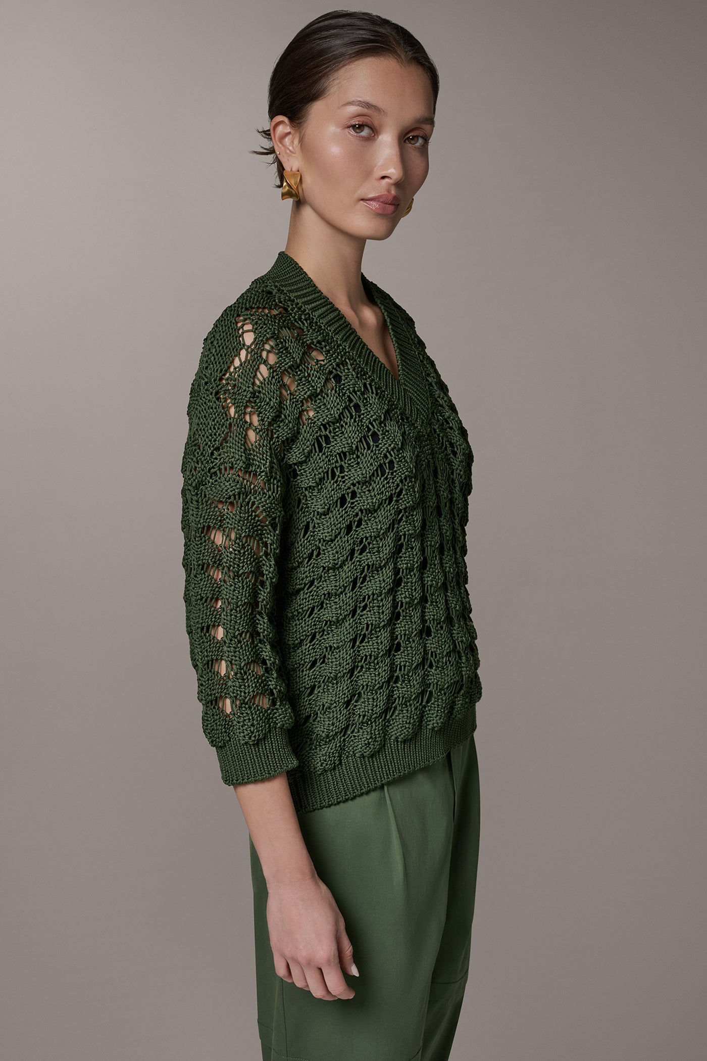 V-NECK 3/4 SLEEVE SWEATER VIEW 3 | New clothing