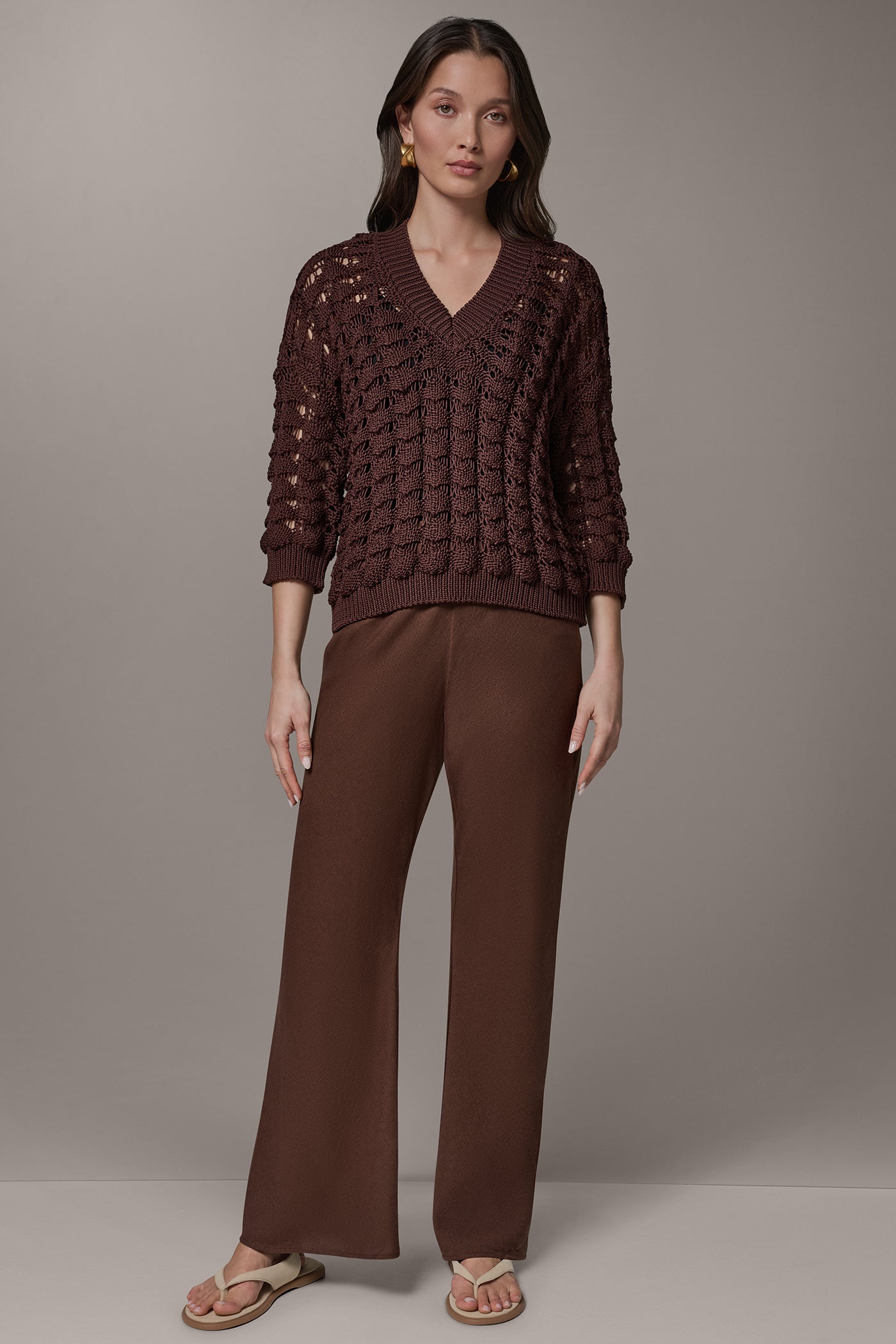 V-NECK 3/4 SLEEVE SWEATER VIEW 5