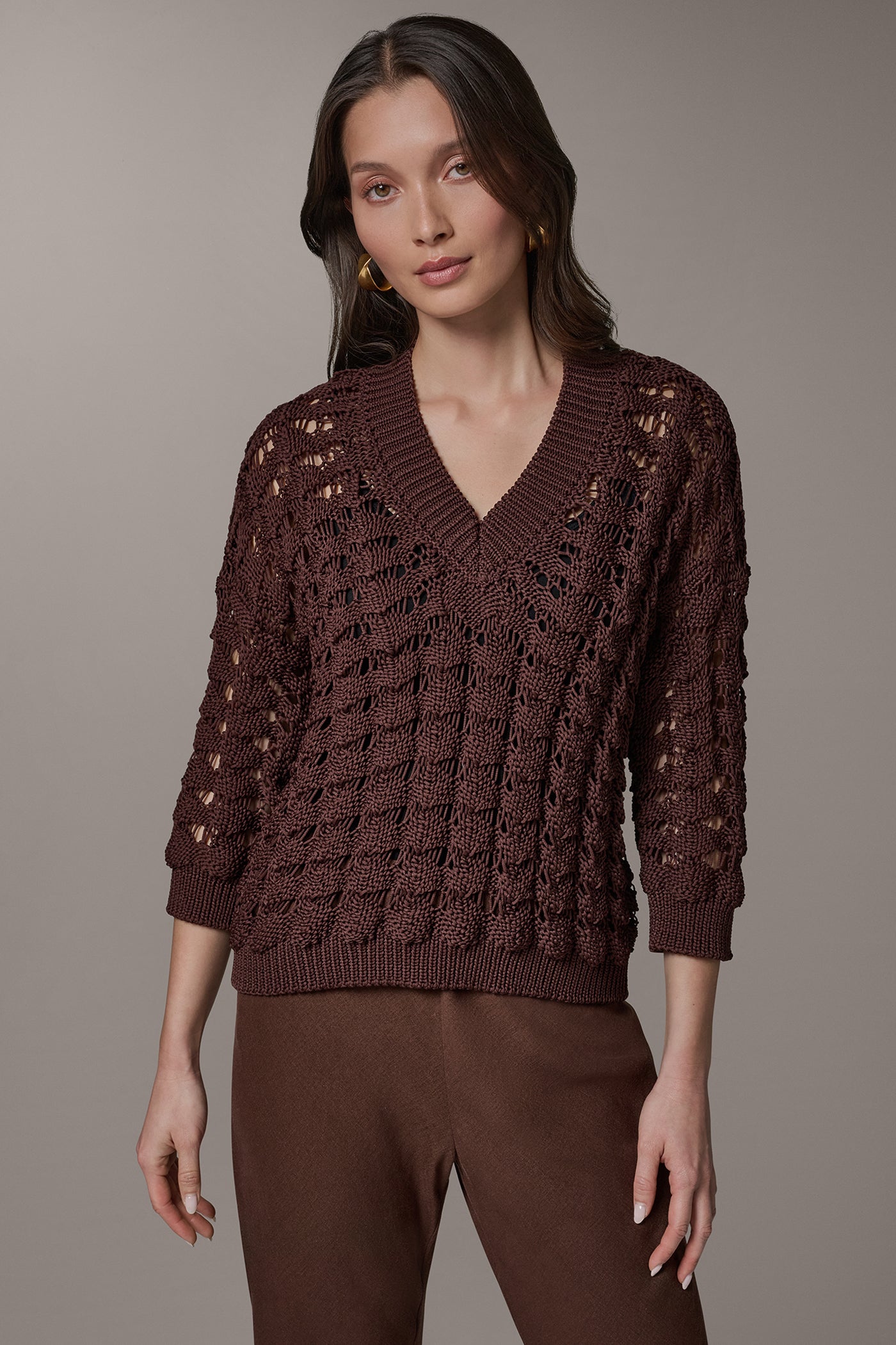 V-NECK 3/4 SLEEVE SWEATER | View 1 | New clothing