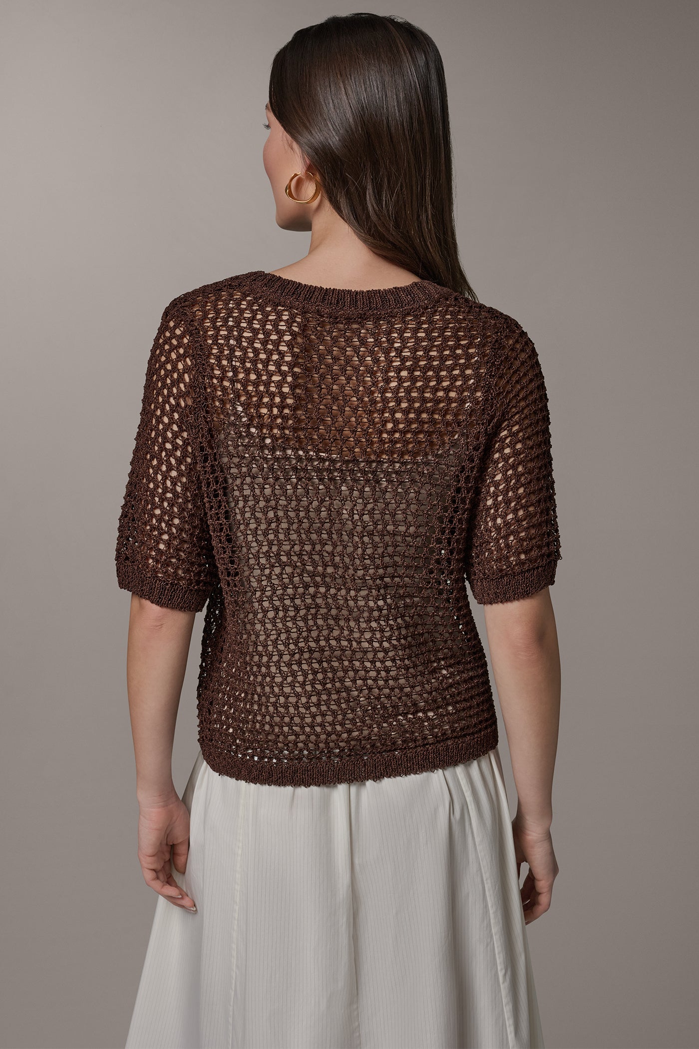 SHORT SLEEVE OPEN STITCH SWEATER (alternate view)