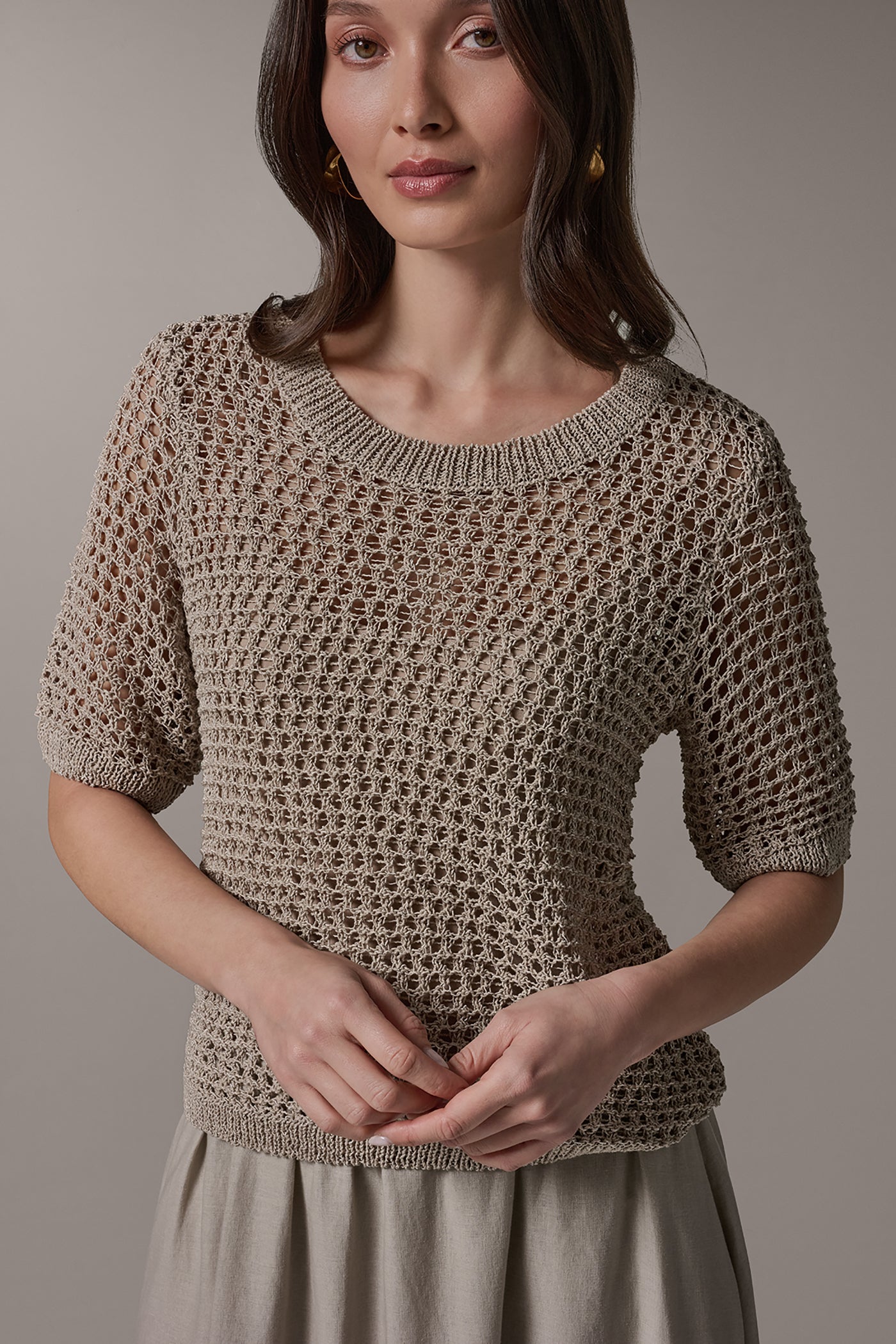 CREW NECK SHORT SLEEVE SWEATER VIEW 4 | New clothing