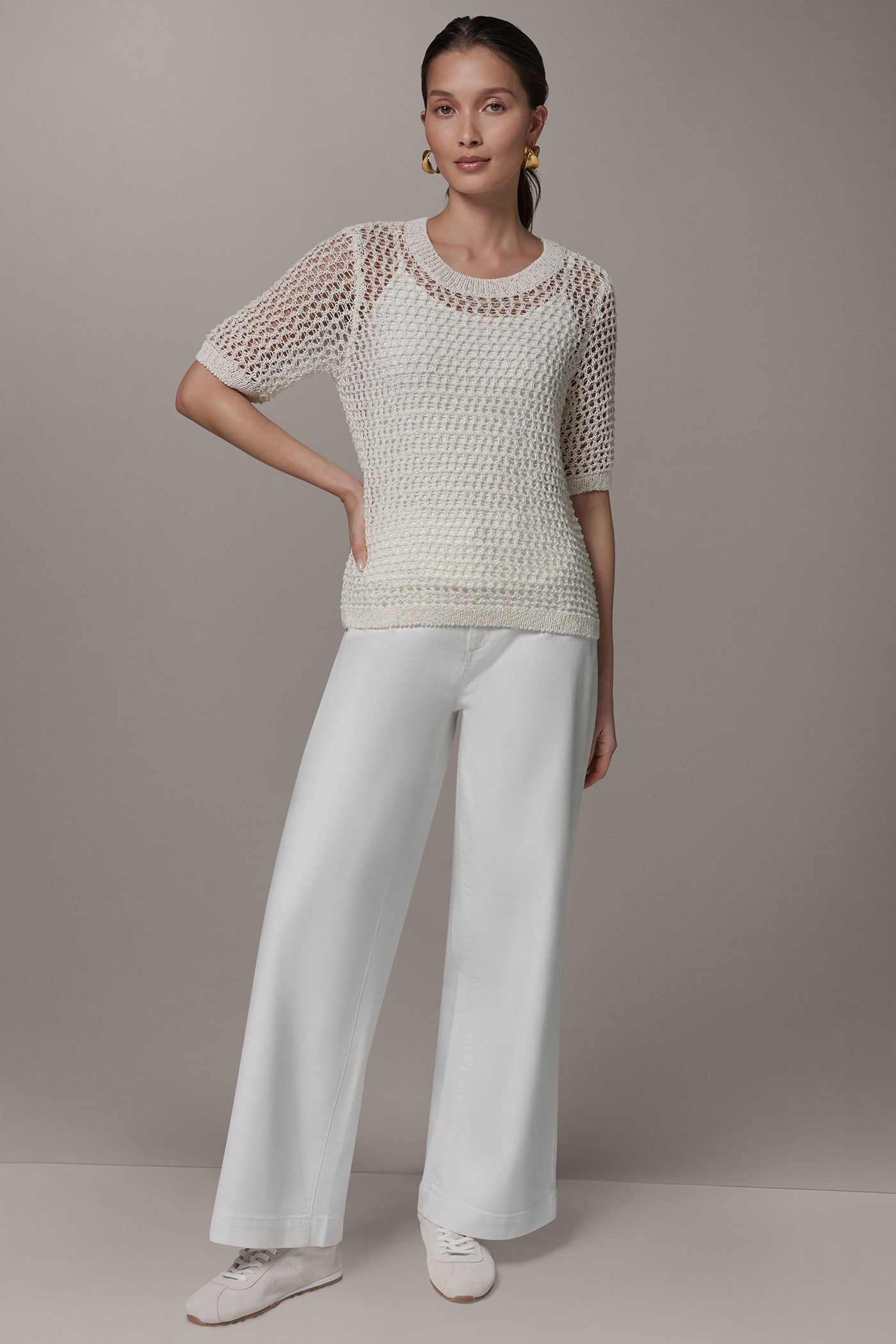 CREW NECK SHORT SLEEVE SWEATER VIEW 6 | Donna Karan Weekend