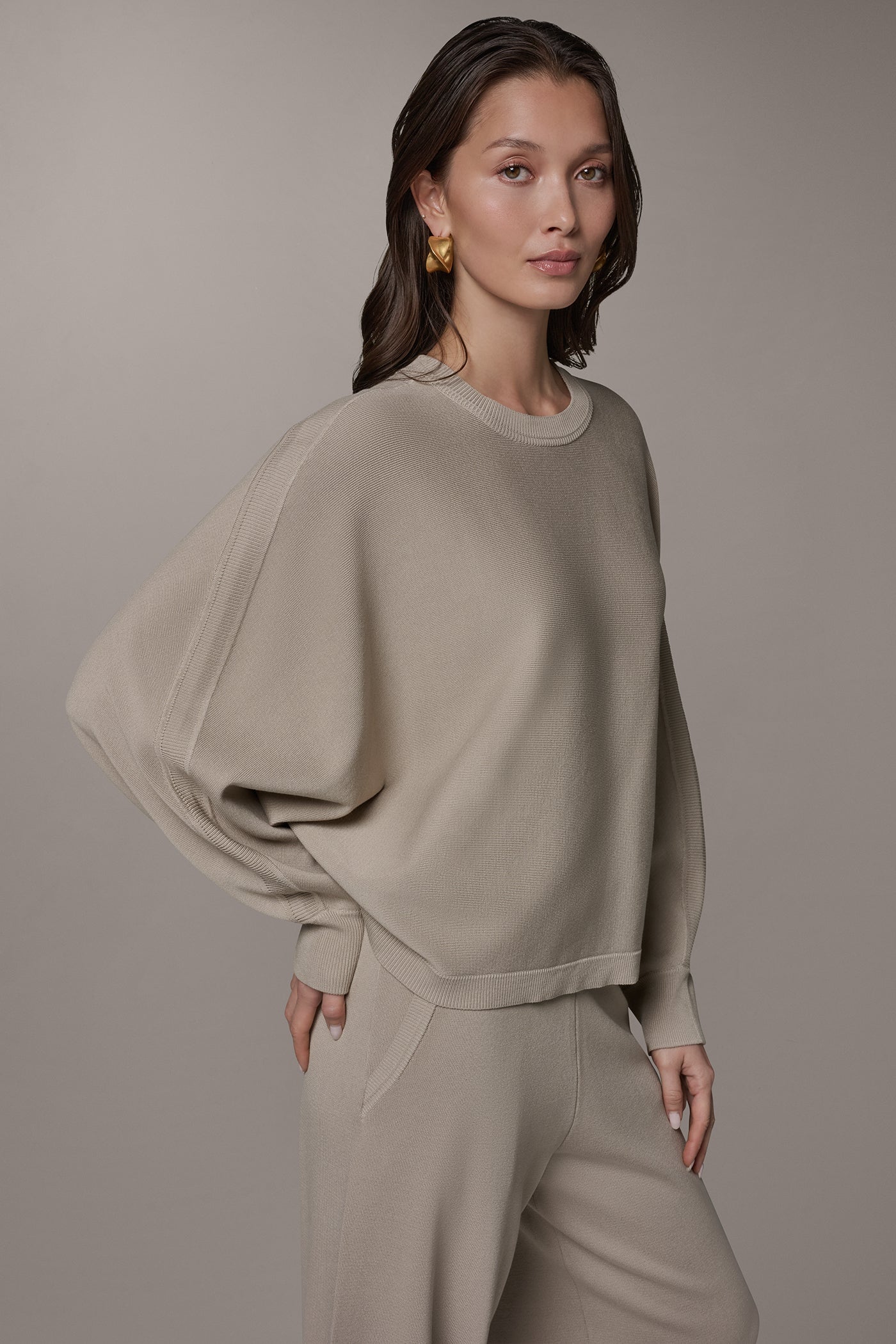 DOLMAN SLEEVE CREW NECK SWEATER VIEW 3 | Donna Karan Weekend