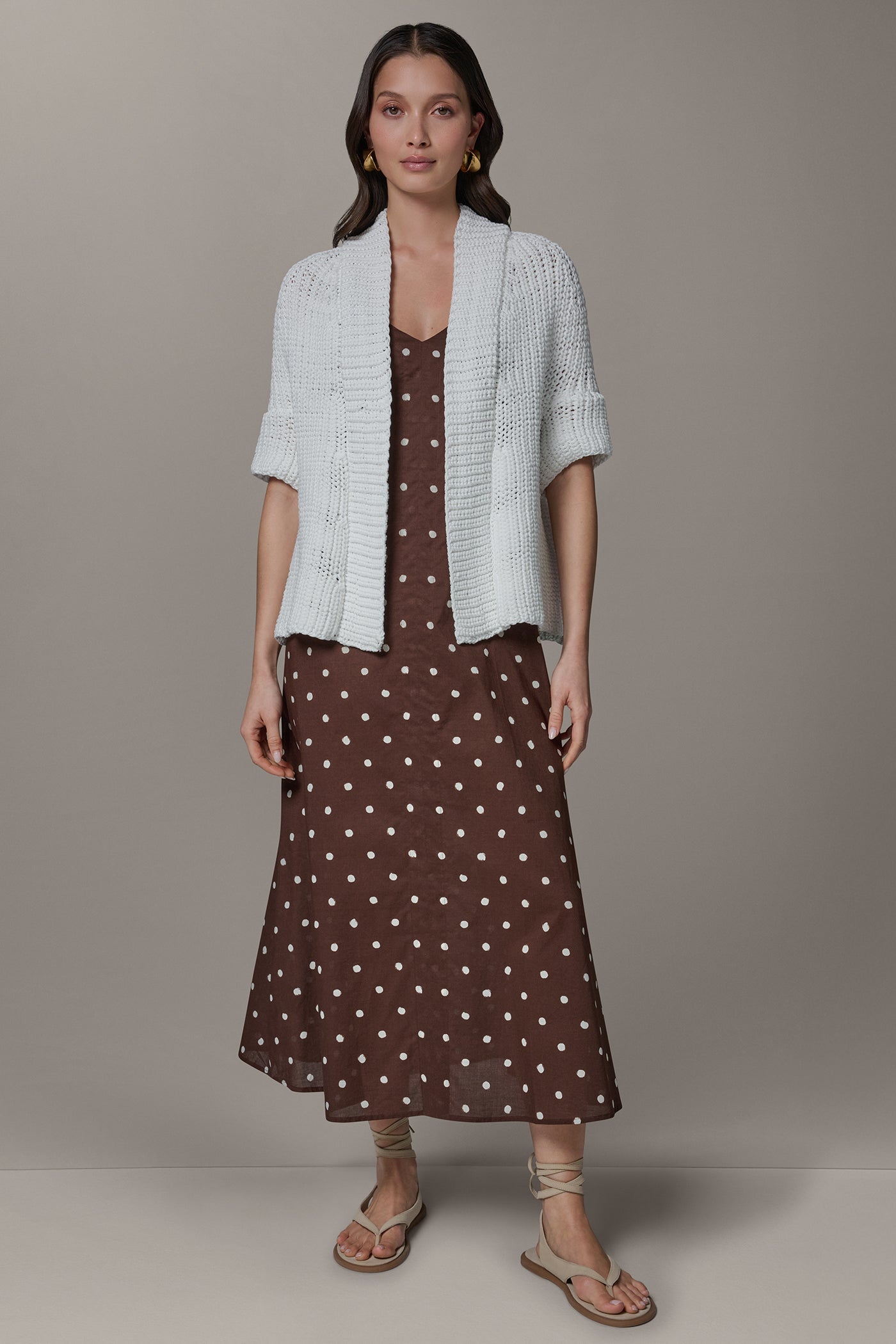 DROP SHOULDER SHORT SLEEVE CARDIGAN VIEW 6 | Donna Karan Weekend