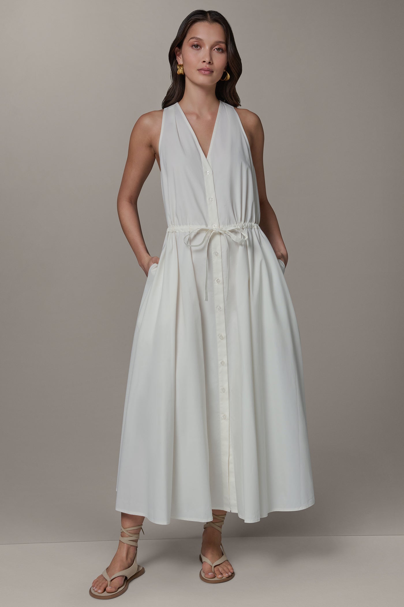 Sleeveless Midi Halter Dress | Shirt Dress | Donna Karan Sleeveless Midi Halter Dress | Shirt Dress | Donna Karan