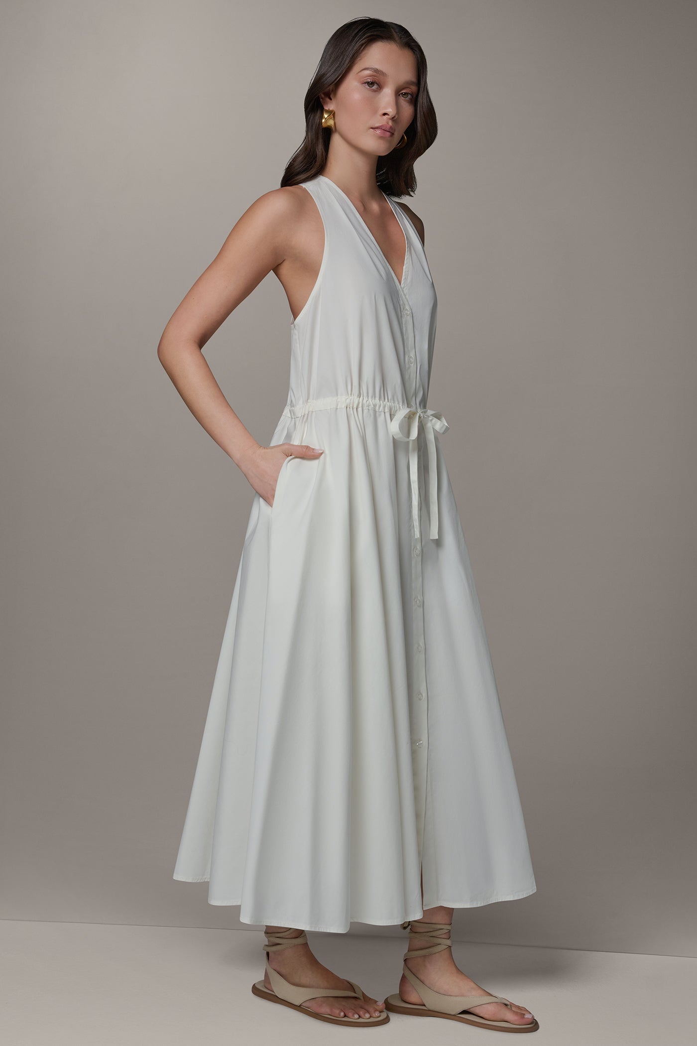 HALTER BUTTON FRONT DRESS VIEW 3 | New clothing