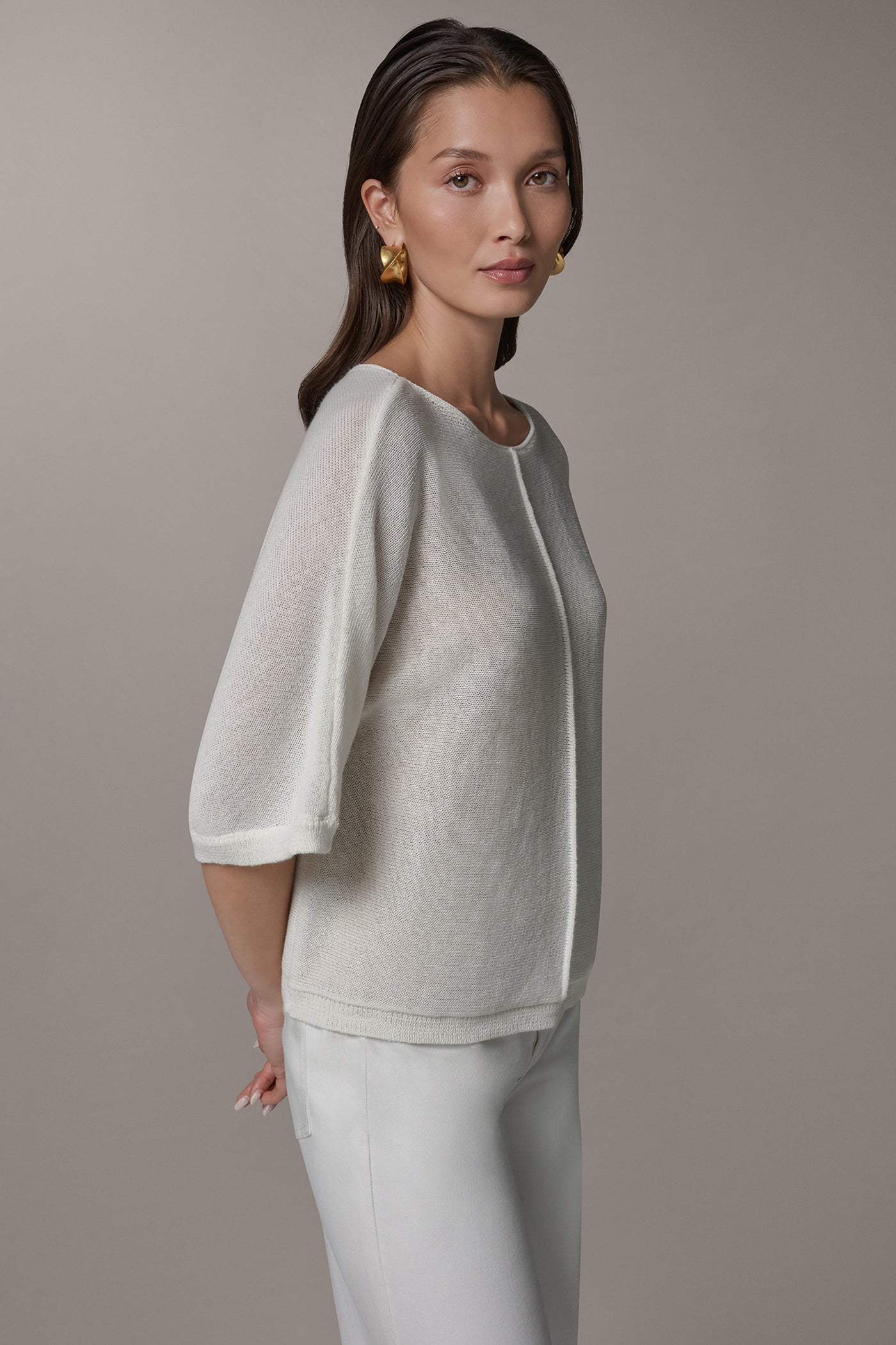 DOLMAN SLEEVE BOAT NECK SWEATER VIEW 3 | Clothing