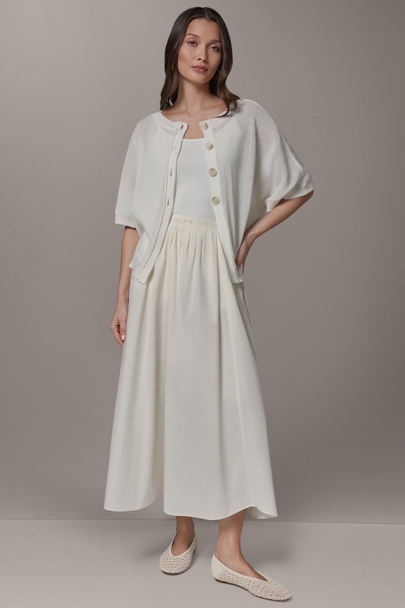 CREW NECK SHORT SLEEVE CARDIGAN VIEW 8 | Clothing