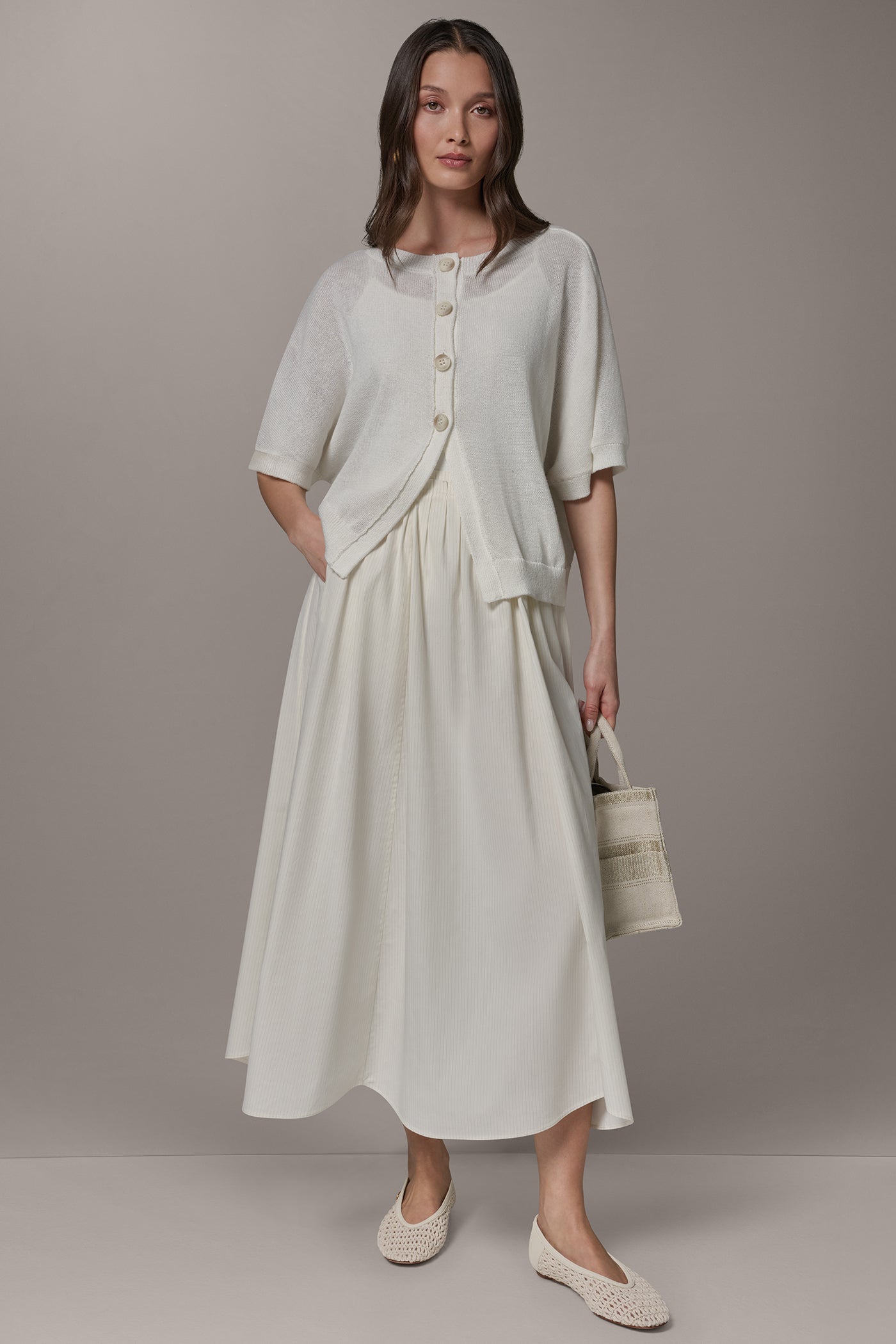 CREW NECK SHORT SLEEVE CARDIGAN VIEW 7 | Clothing