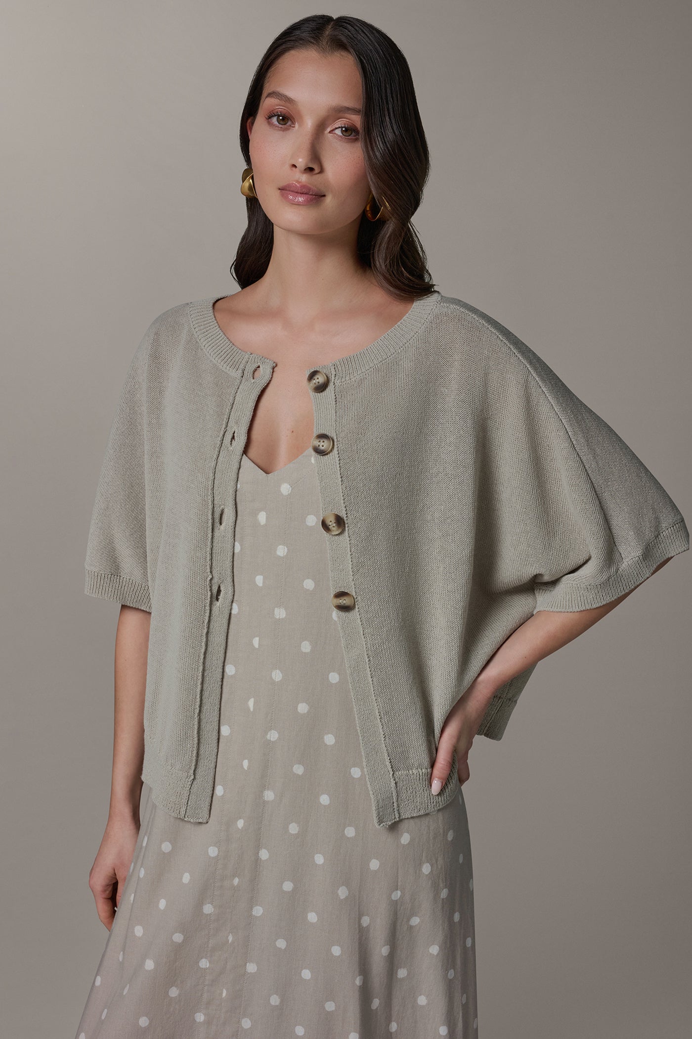 CREW NECK SHORT SLEEVE CARDIGAN VIEW 7 | Clothing