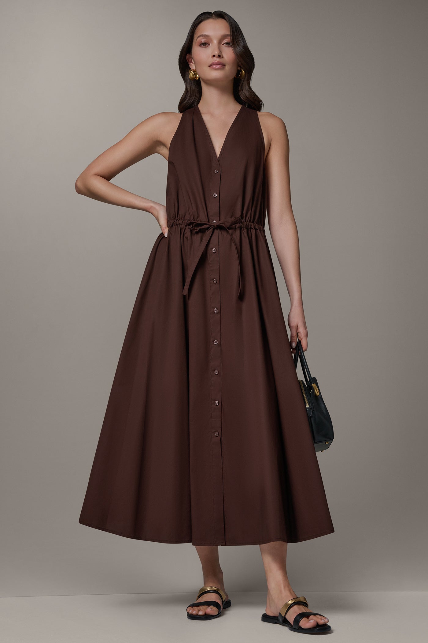 HALTER BUTTON FRONT DRESS VIEW 7 | NEW DONNA KARAN WEEKEND