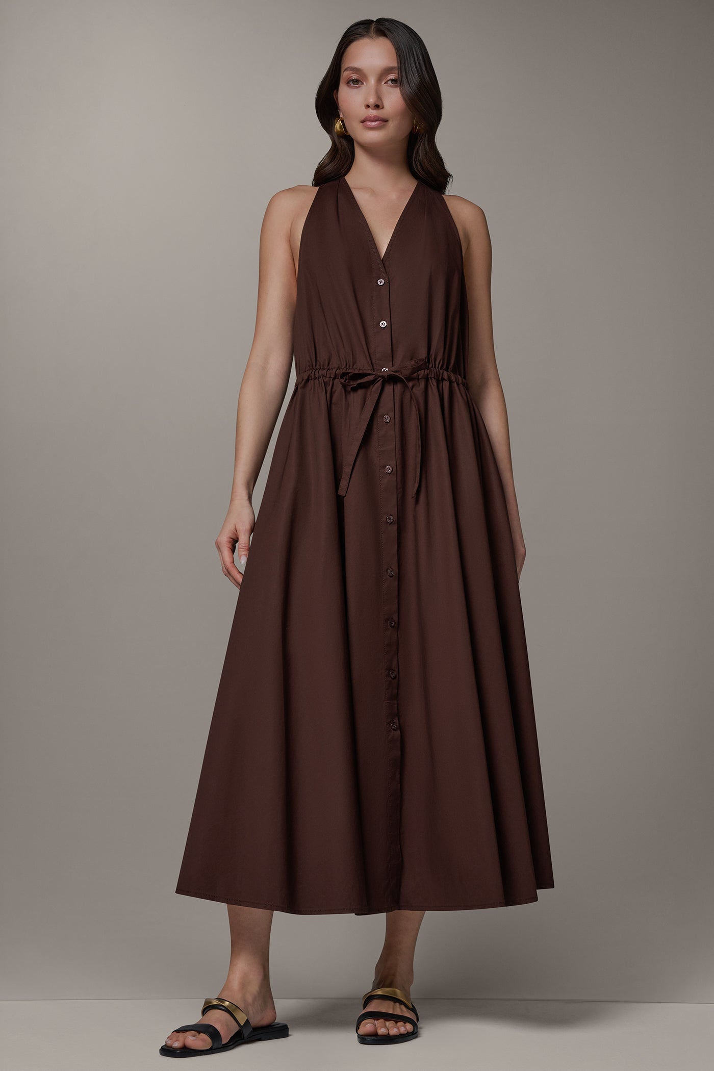 Sleeveless Midi Halter Dress | Fit and Flare | Donna Karan Sleeveless Midi Halter Dress | Fit and Flare | Donna Karan