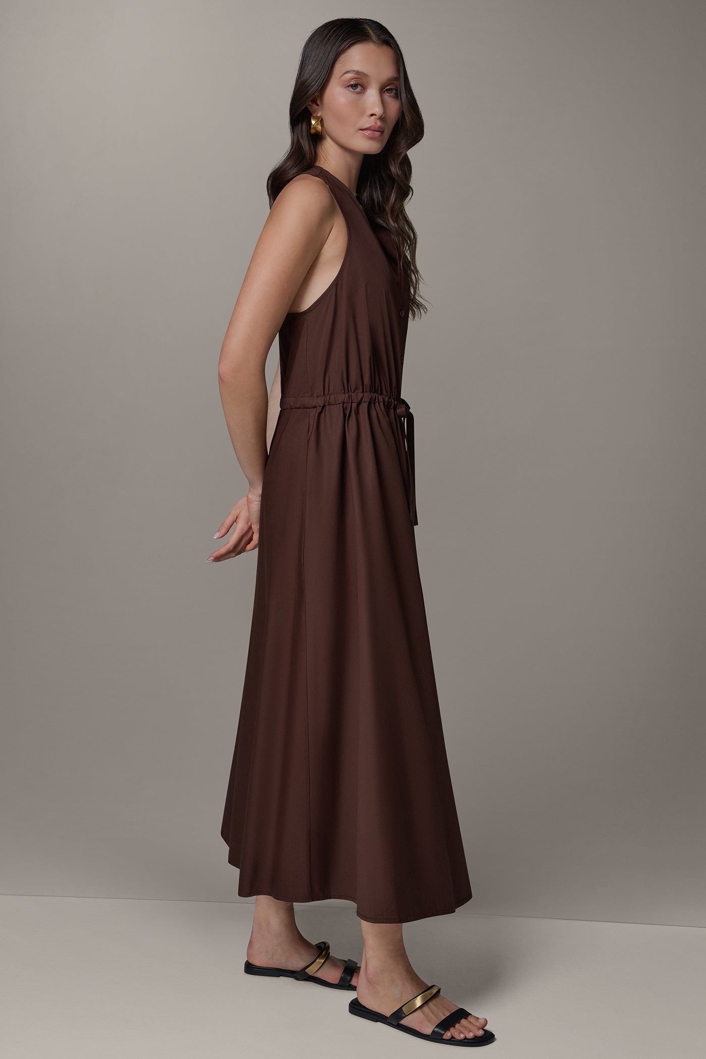 HALTER BUTTON FRONT DRESS VIEW 3 | NEW DONNA KARAN WEEKEND