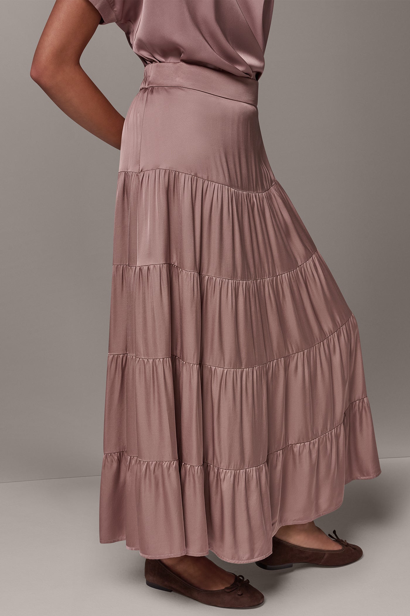 SATIN FLAT FRONT PRARIE SKIRT VIEW 3
