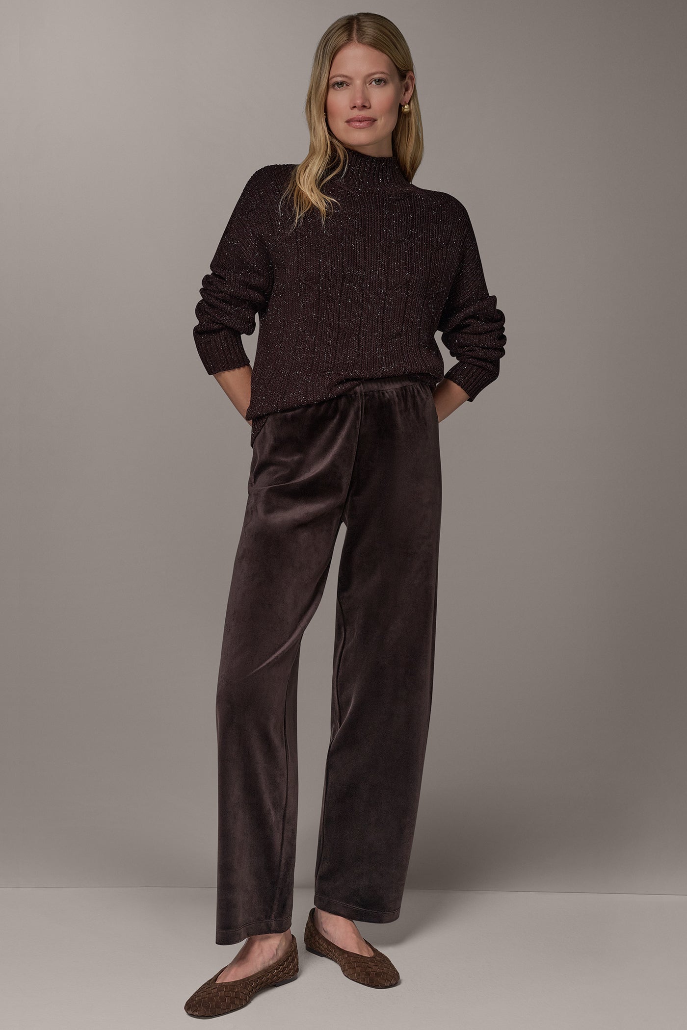 MID-RISE VELOUR WIDE-LEG PULL-ON PANT VIEW 5