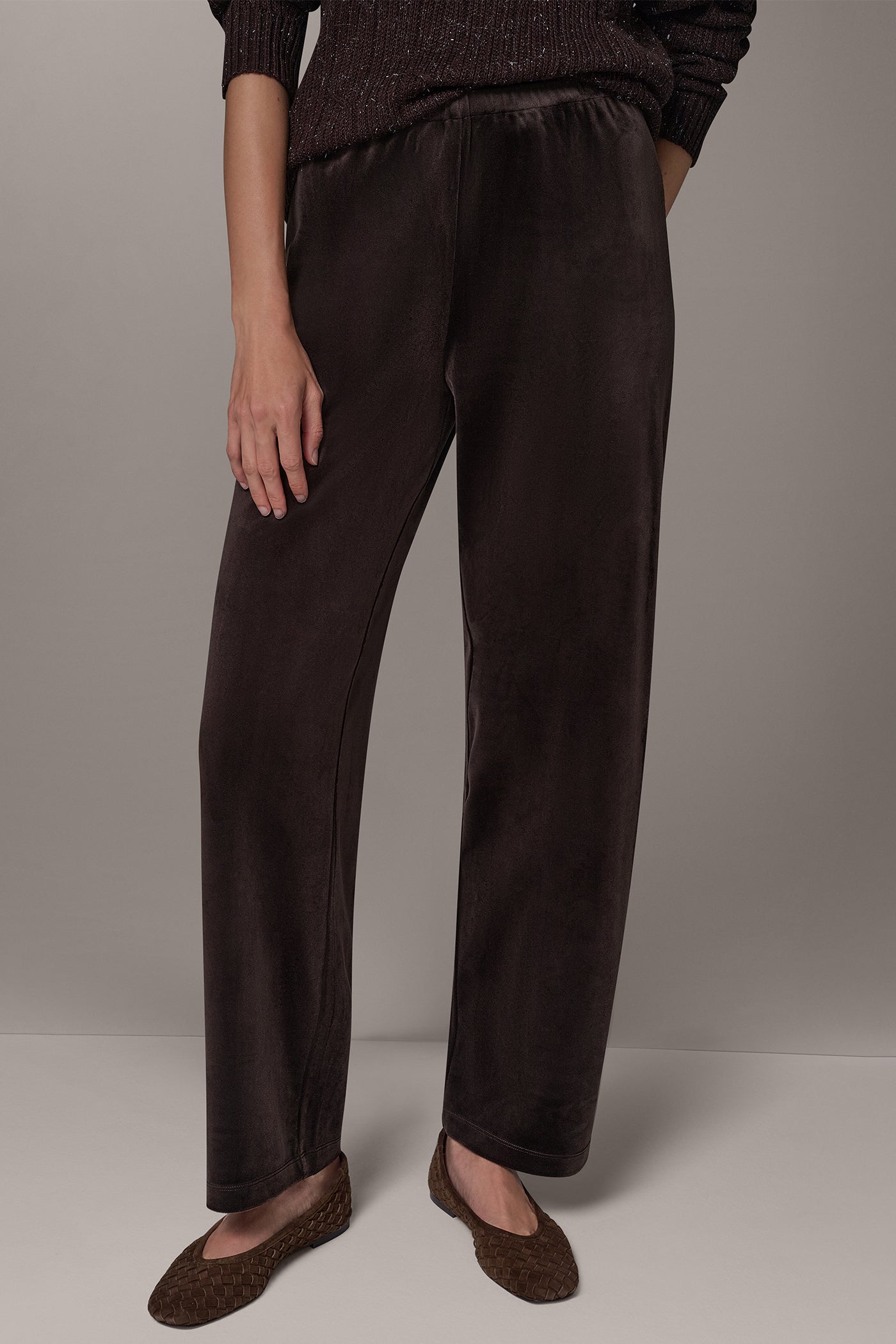 MID-RISE VELOUR WIDE-LEG PULL-ON PANT VIEW 1